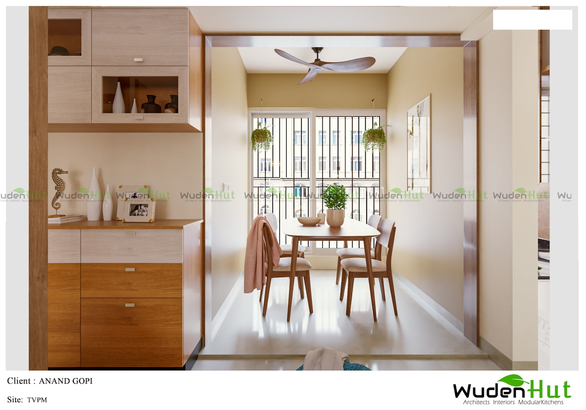 a dining room with a table and chairs