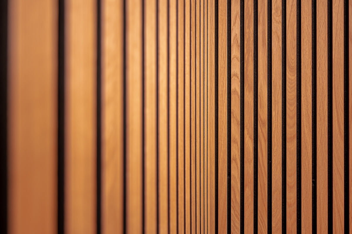 a close up of a wall made of wooden slats