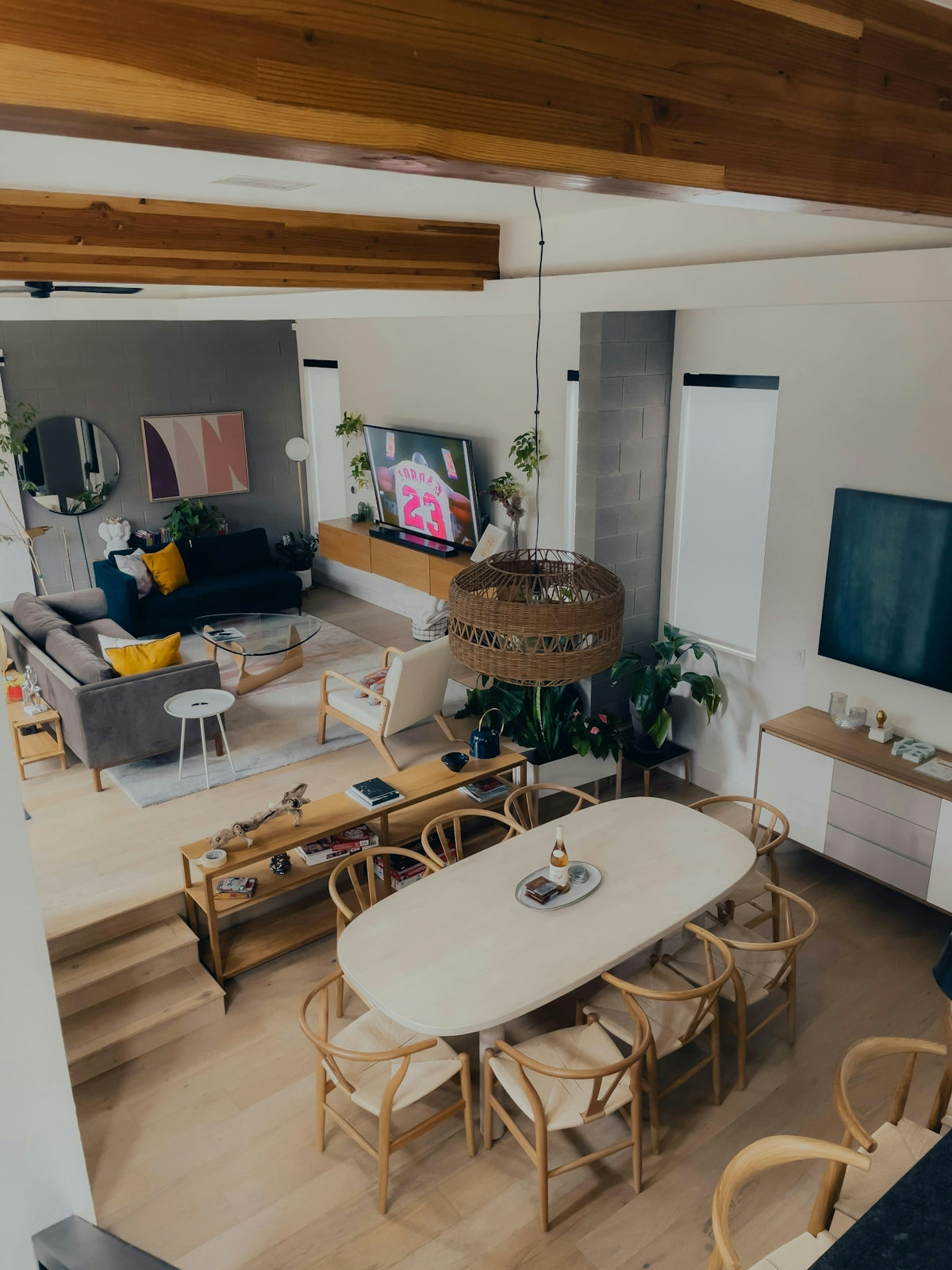 A living room filled with furniture and a flat screen TV
