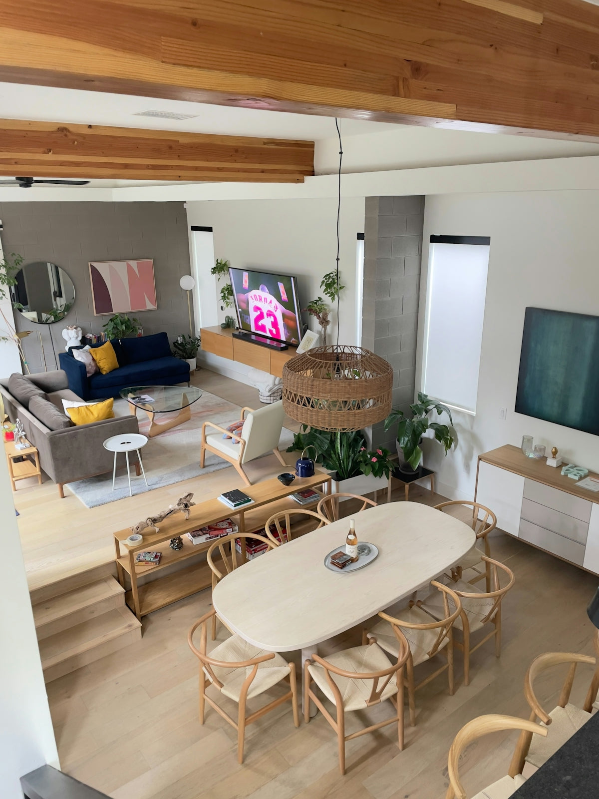 A living room filled with furniture and a flat screen TV