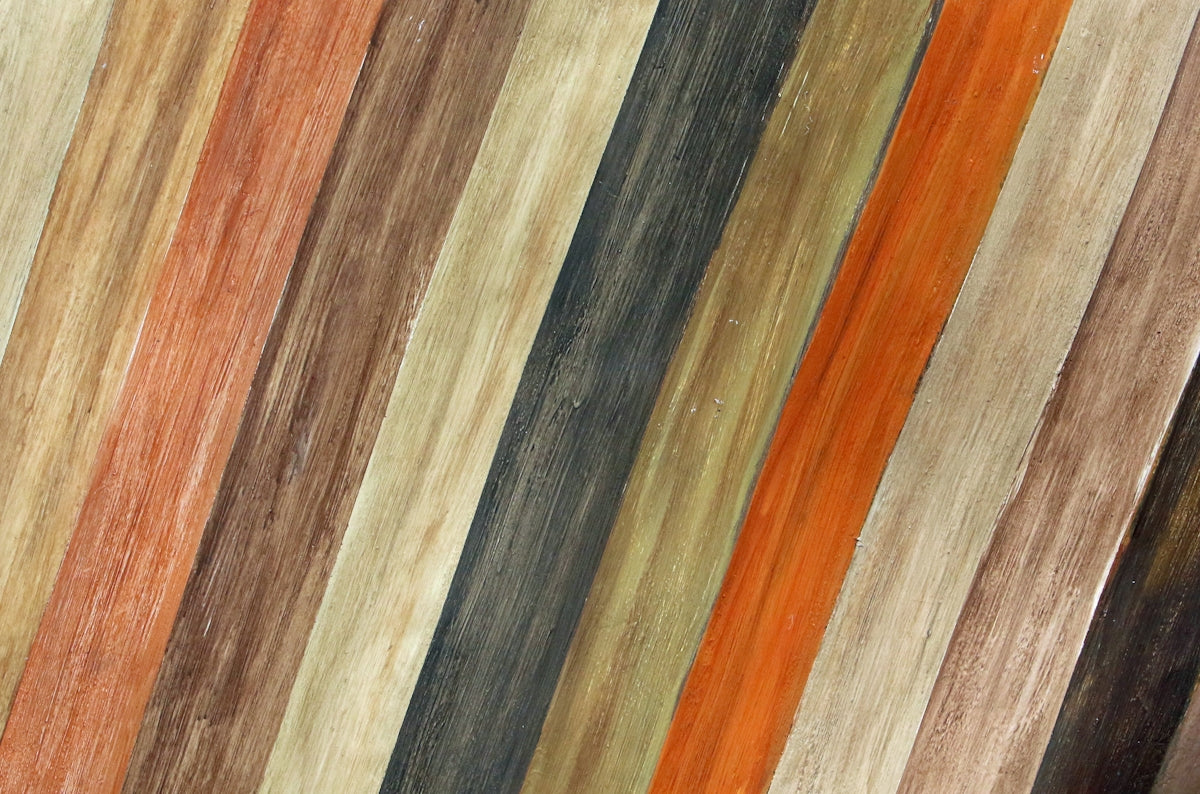 Diagonal wooden planks in various colors