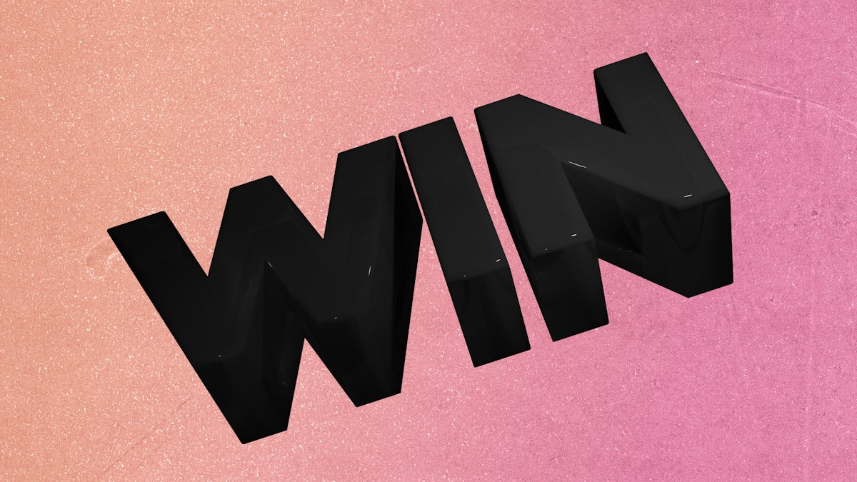 Bold black letters spell out winwin on a textured background.