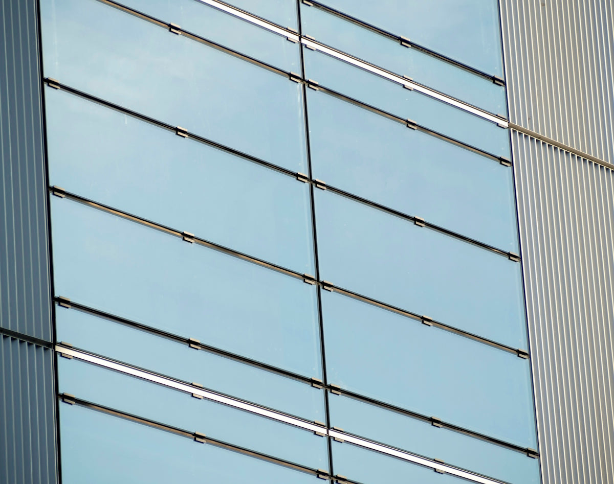 Modern building facade with glass and metal panels