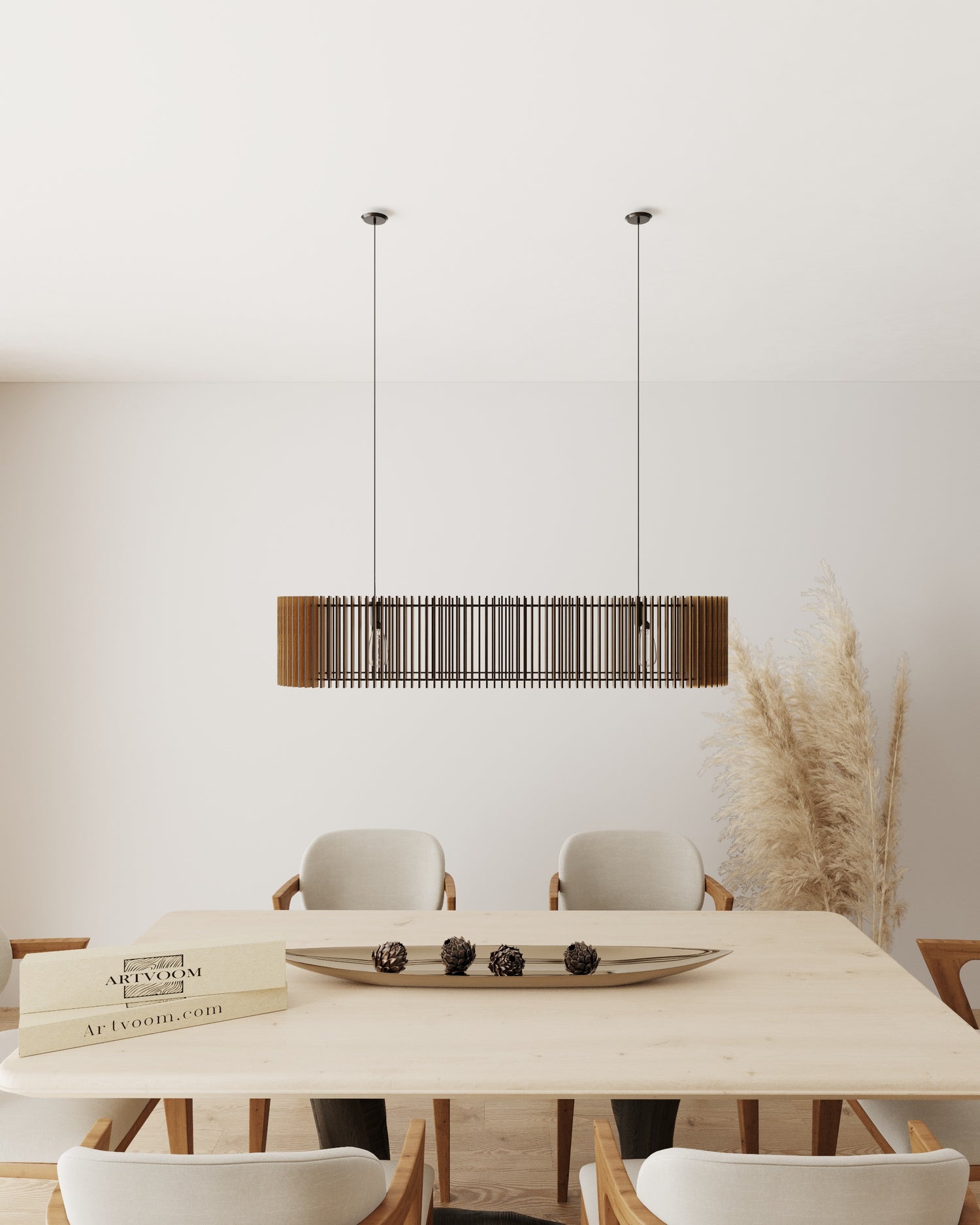 Wood Chandelier Lighting, Wooden Pendant Light, Light fixture - Artvoom