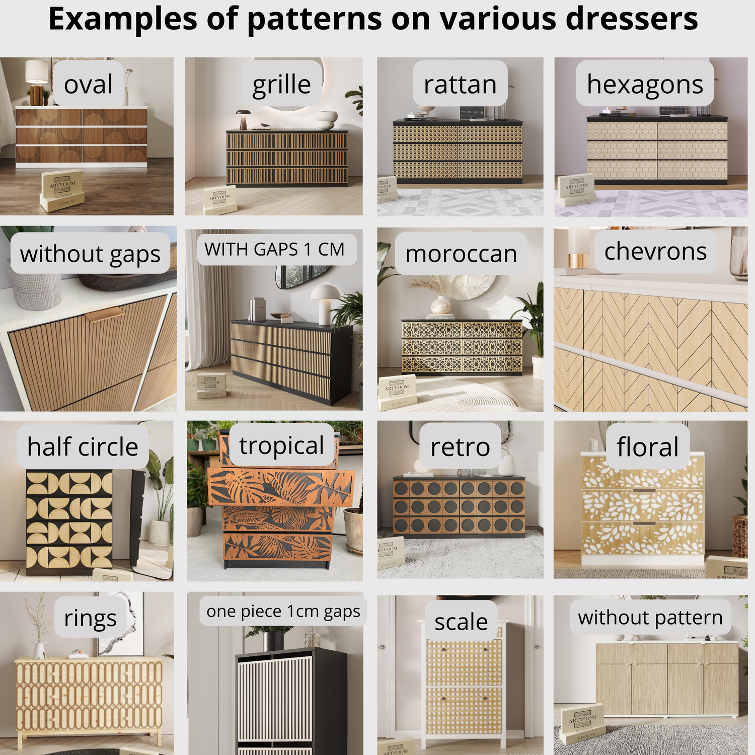 IKEA Malm Wooden Overlays – Natural Oak Panels for Custom Dresser Transformation