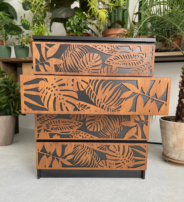 Overlay wooden panels for decorating ikea kallax doors and drawers with pattern