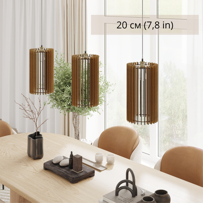 Narrow Wooden Pendant Light - Kitchen Island Light Set