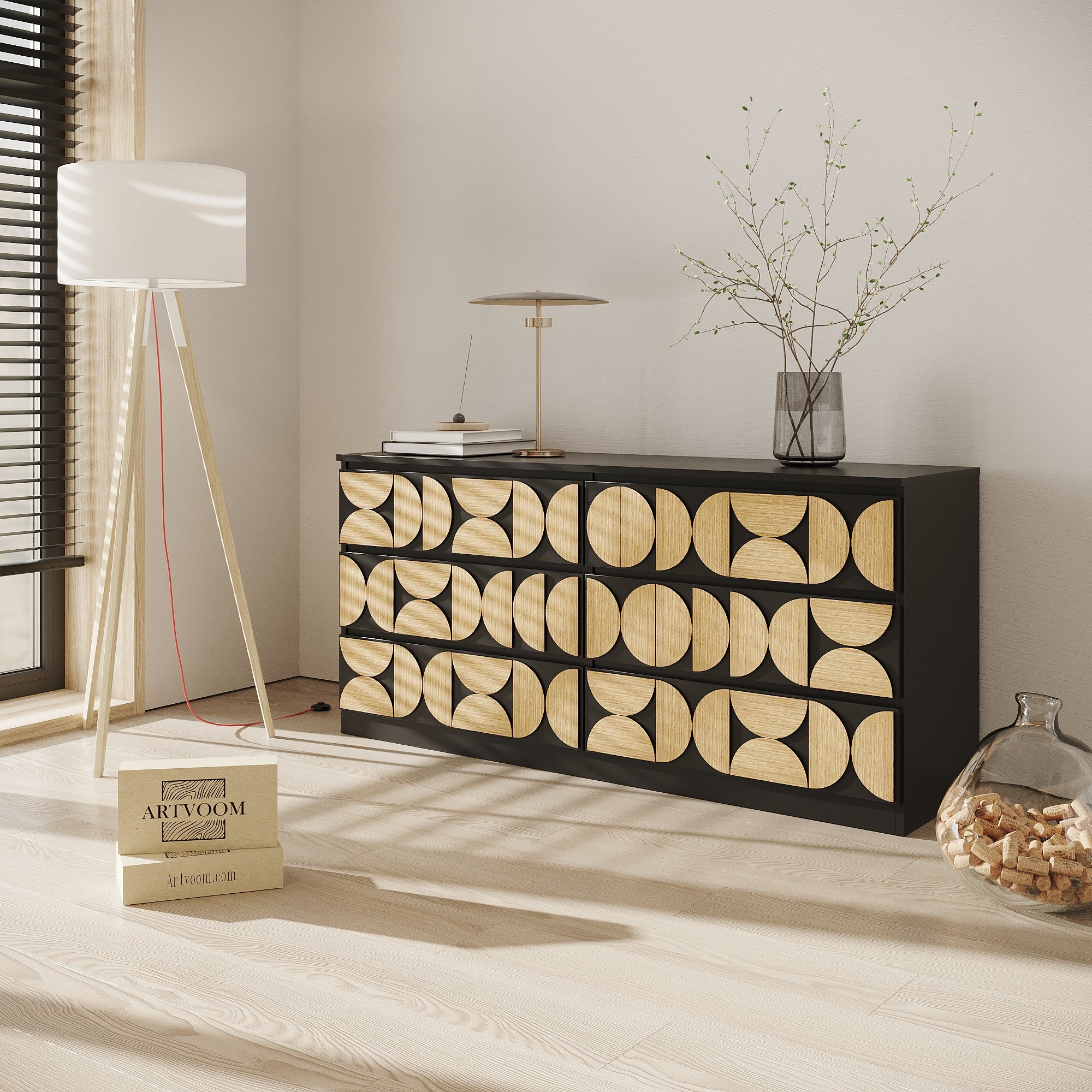 Overlay wooden panels for decorating ikea dresser with pattern - Artvoom