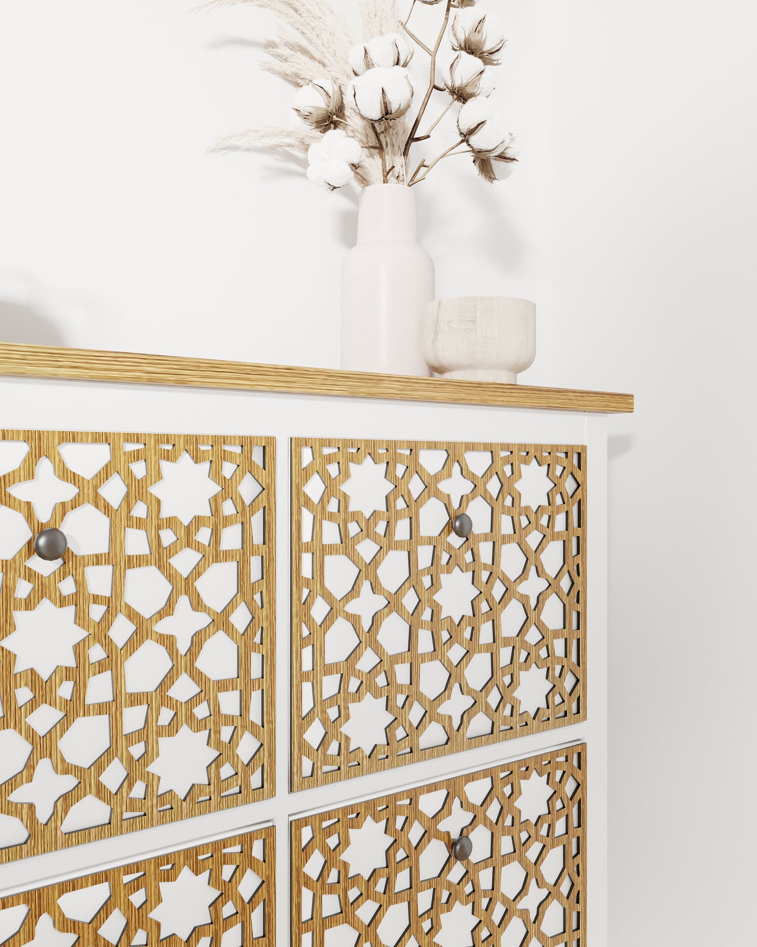 Furniture overlay for stall shoes cabinet on 4 doors compartments witn maroccan pattern - Artvoom