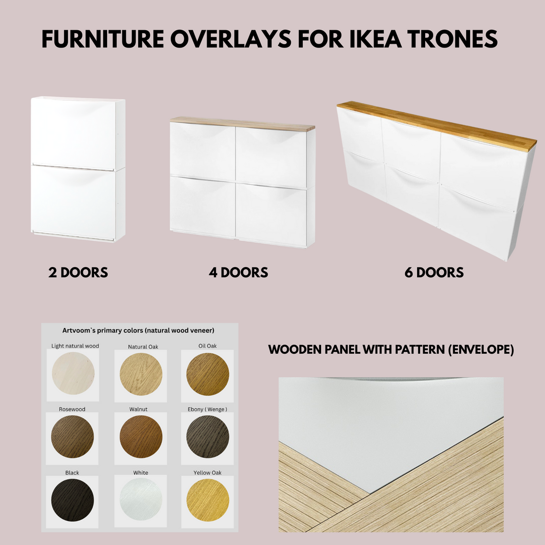 IKEA Trones Shoe Cabinet Overlays - Pre-Finished Textured Oak Cover