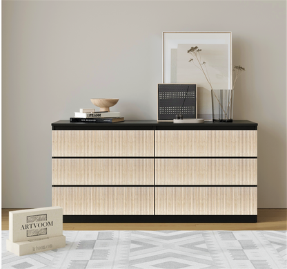 Overlay wooden slats panels for decorating ikea besta dresser with pattern