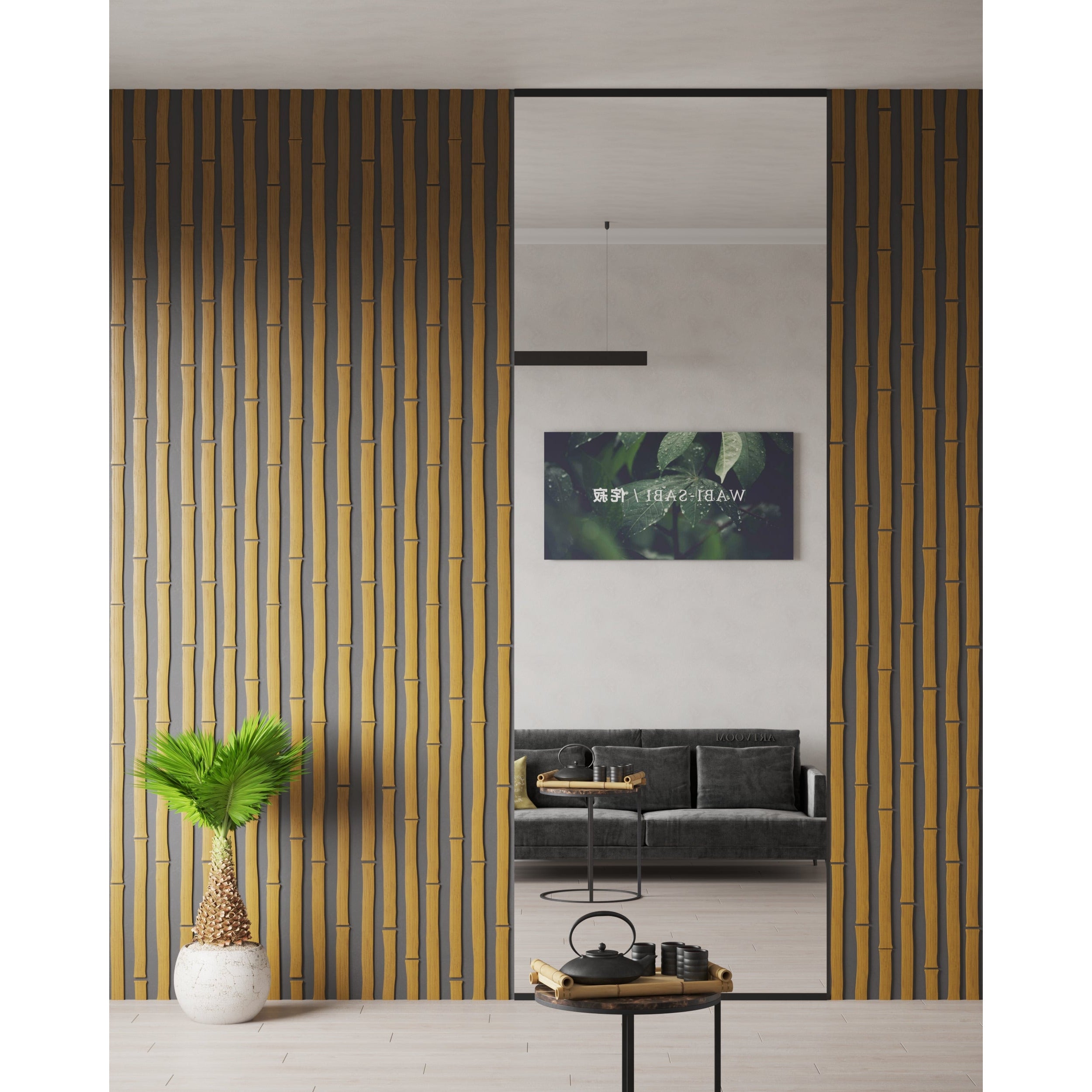 Oil Oak Bamboo Panel Wall Slats, 24 pcs in box. Artvoom Wall Décor - Artvoom