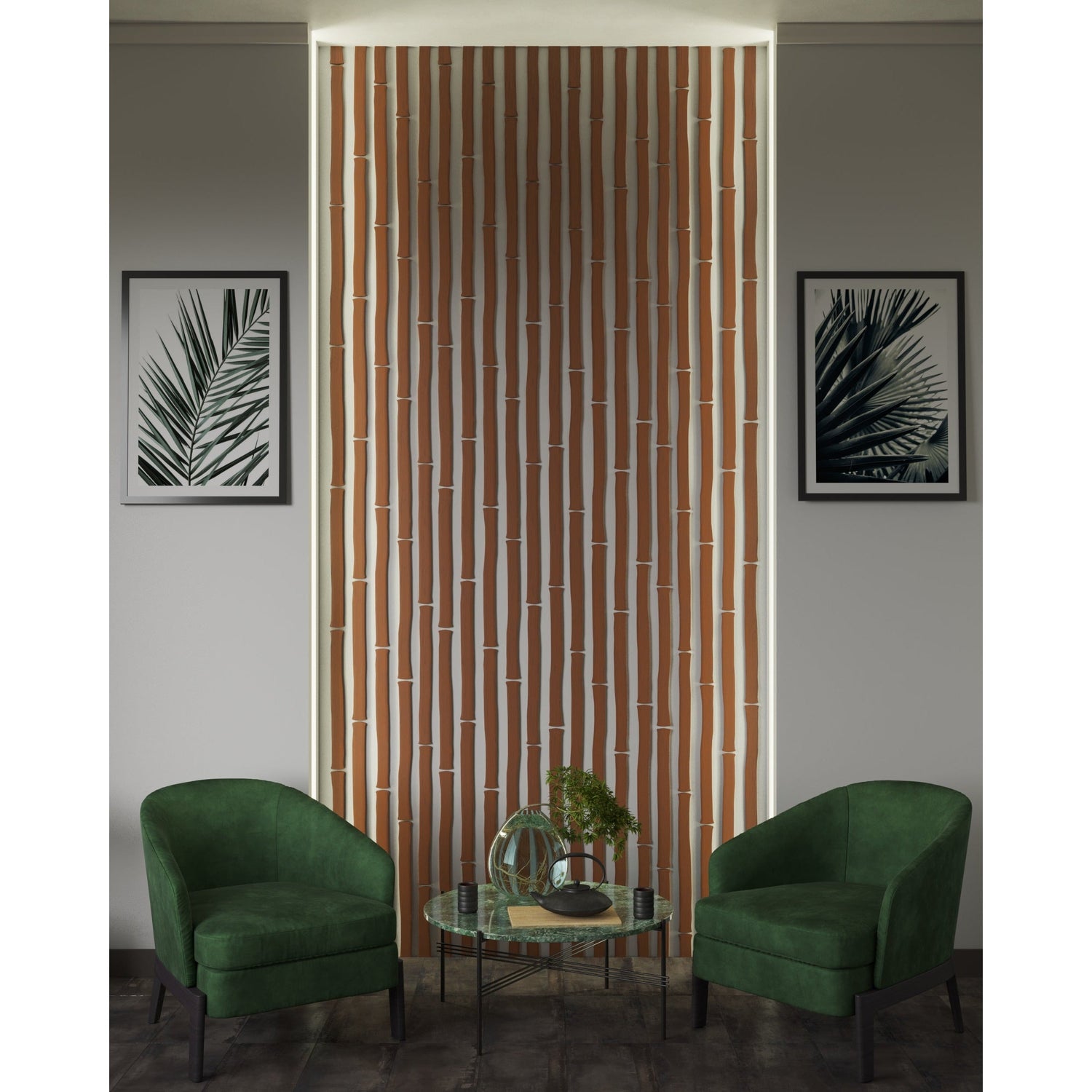 Walnut Bamboo Panel Wall Slats, 24 pcs in box. Artvoom Wall Decor - Artvoom