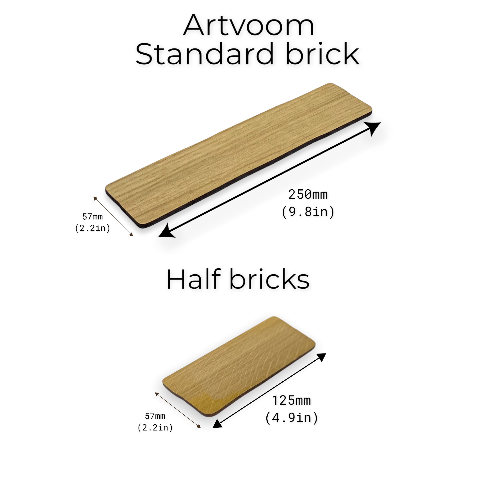 Real Wooden Oil Oak Faux Bricks for Wall Panels, 42 pcs in box. Artvoom Wall Decor - Artvoom