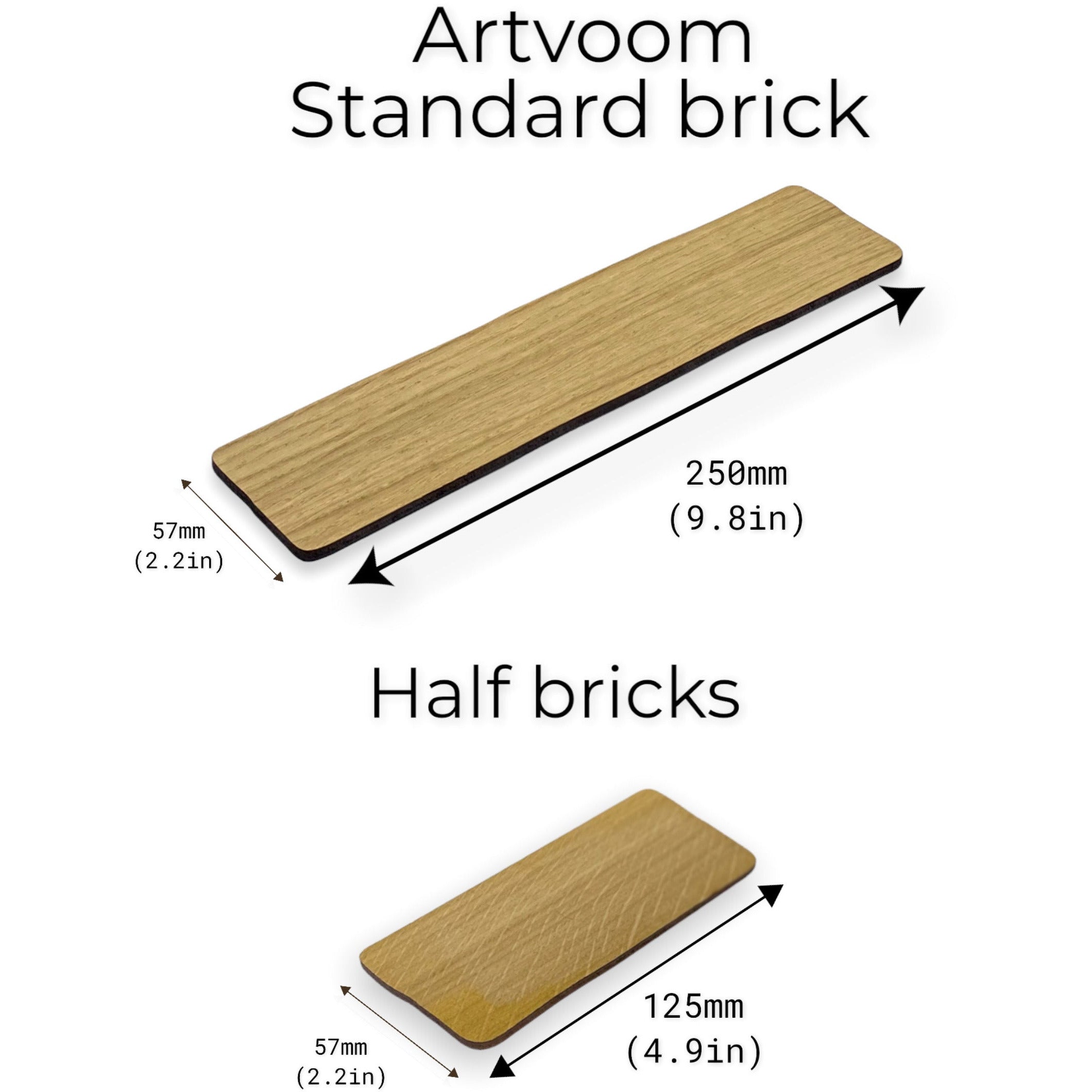 Real Wooden Faux Bricks for Wall Panels, Standard bricks 42pcs in a box or Half bricks 84pcs in a box. Artvoom Wall Decor. - Artvoom