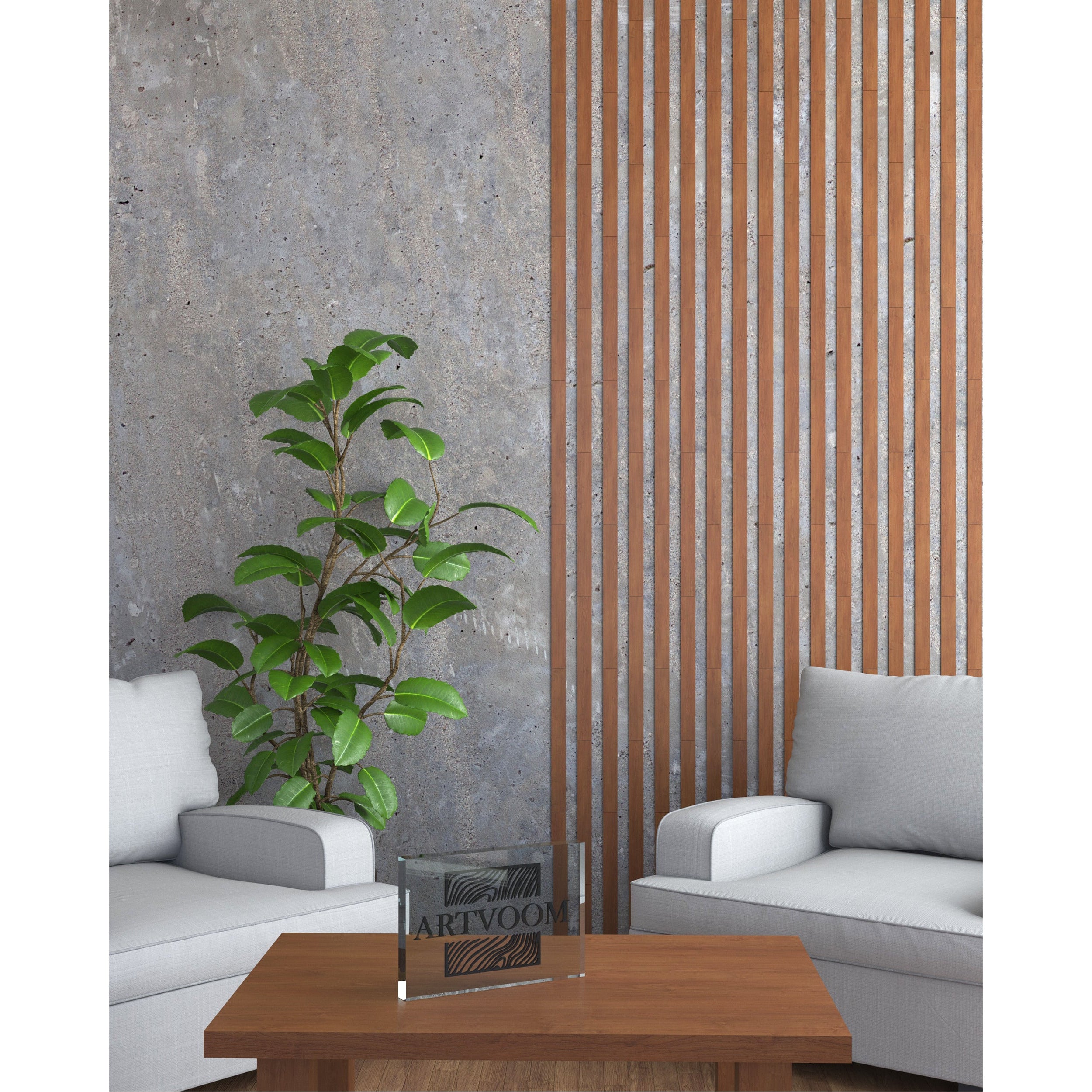 Narrow Oil Oak Wooden Wall Slats, 24 pcs in box. Artvoom Wall Decor