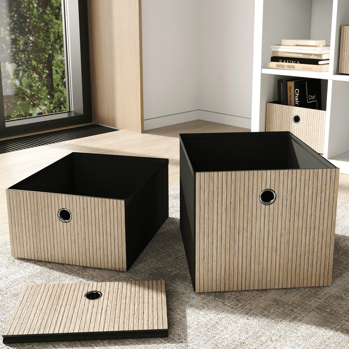 IKEA Kallax Aufbewahrungsbox – gemusterte Holzfront, vollständig veredelt – Artvoom