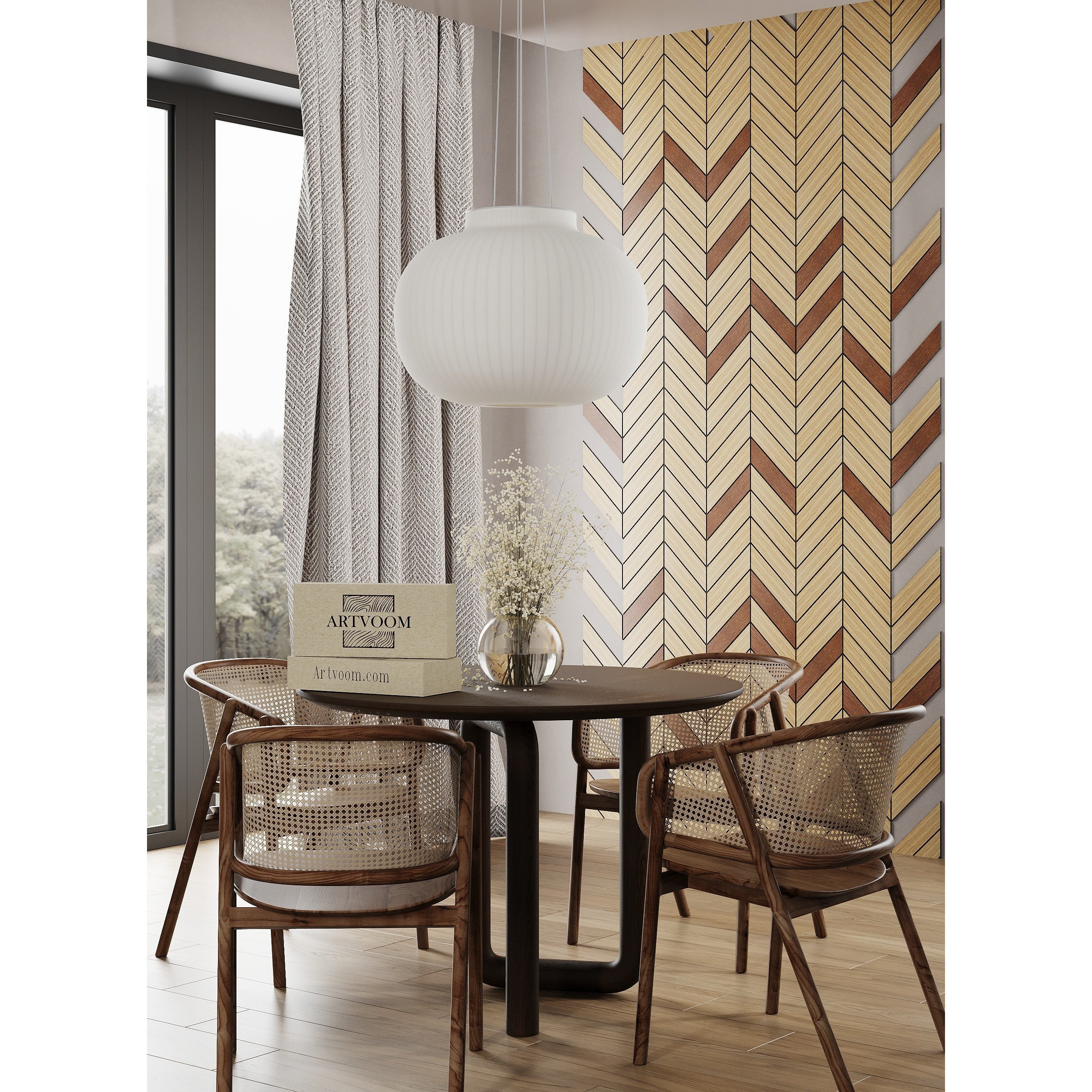 Chevrons Wooden Wall Panels 38 pcs in...