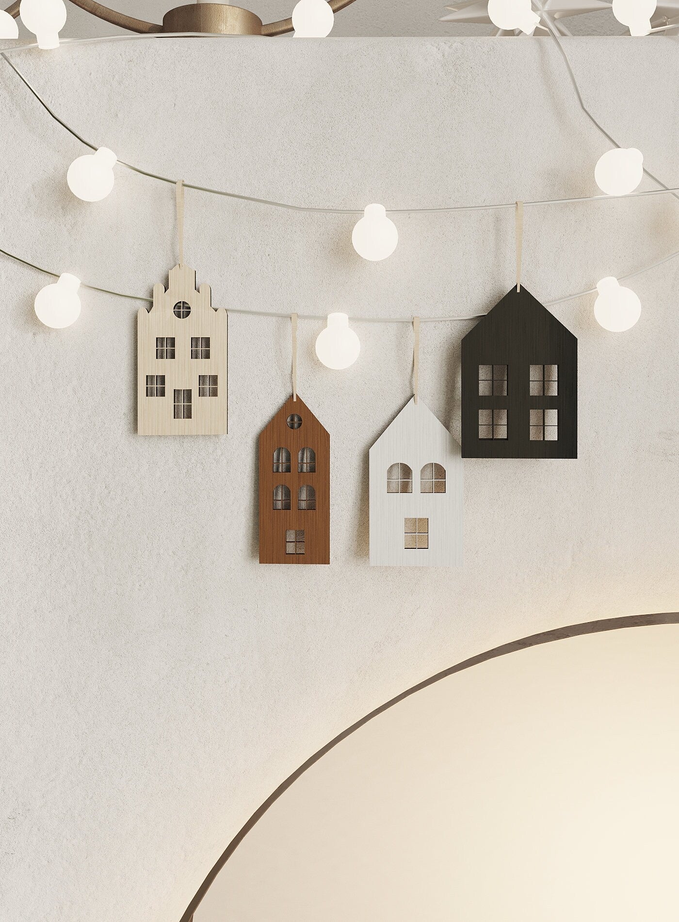 Christmas Houses Tree Decoration panels by Artvoom – wood decor
