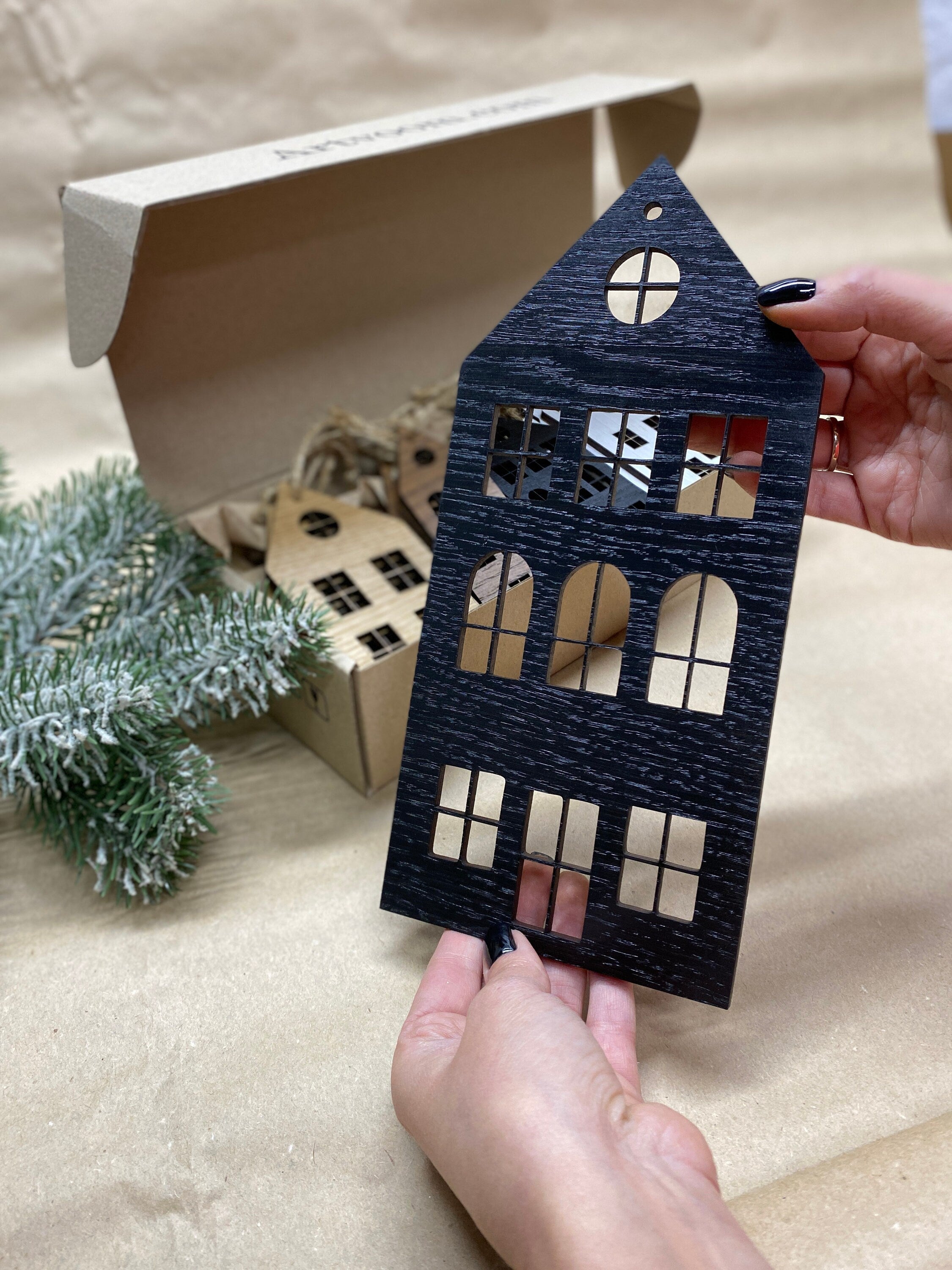 Christmas Houses Tree Decoration panels by Artvoom – wood decor