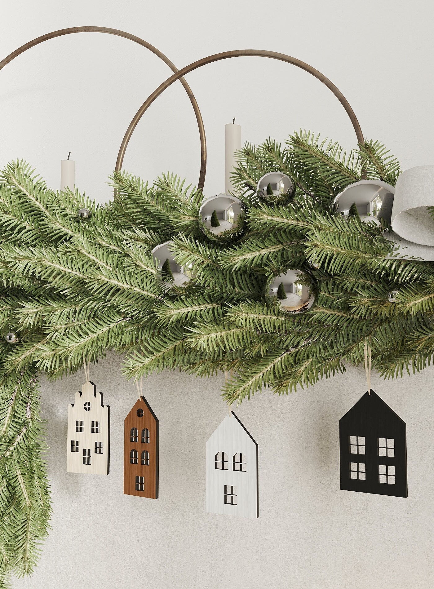 Christmas Houses Tree Decoration panels by Artvoom – wood decor