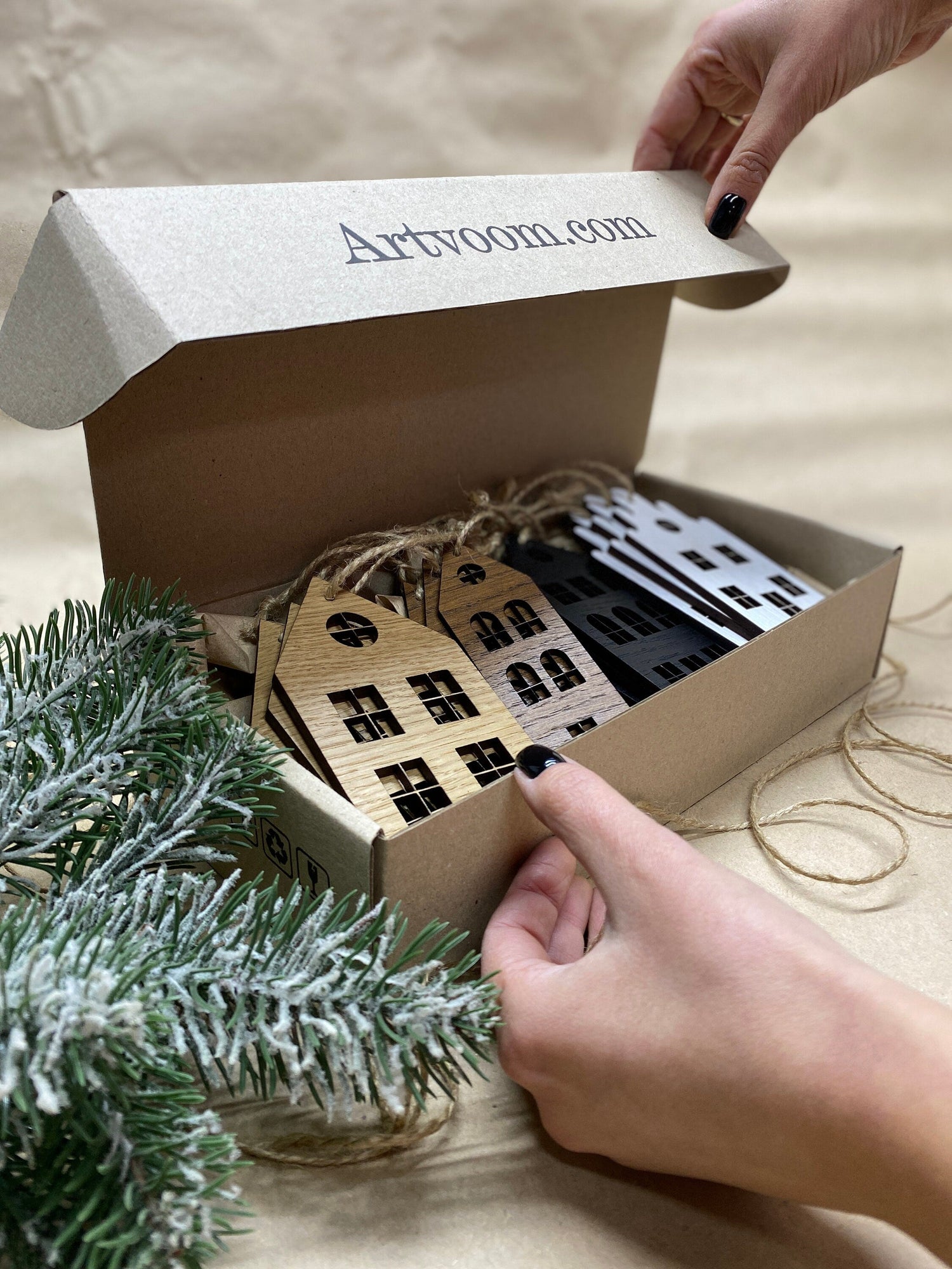 Christmas Houses Tree Decoration panels by Artvoom – wood decor