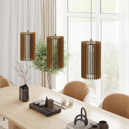 Narrow Wooden Pendant Light - Kitchen Island Light Set