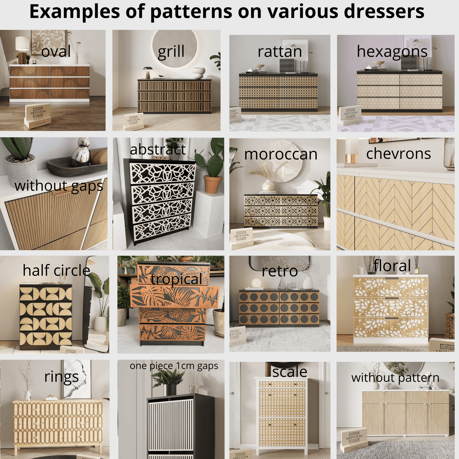 IKEA Alex Wood Overlays – Patterned Panels for Drawer Fronts panels by Artvoom – wood decor