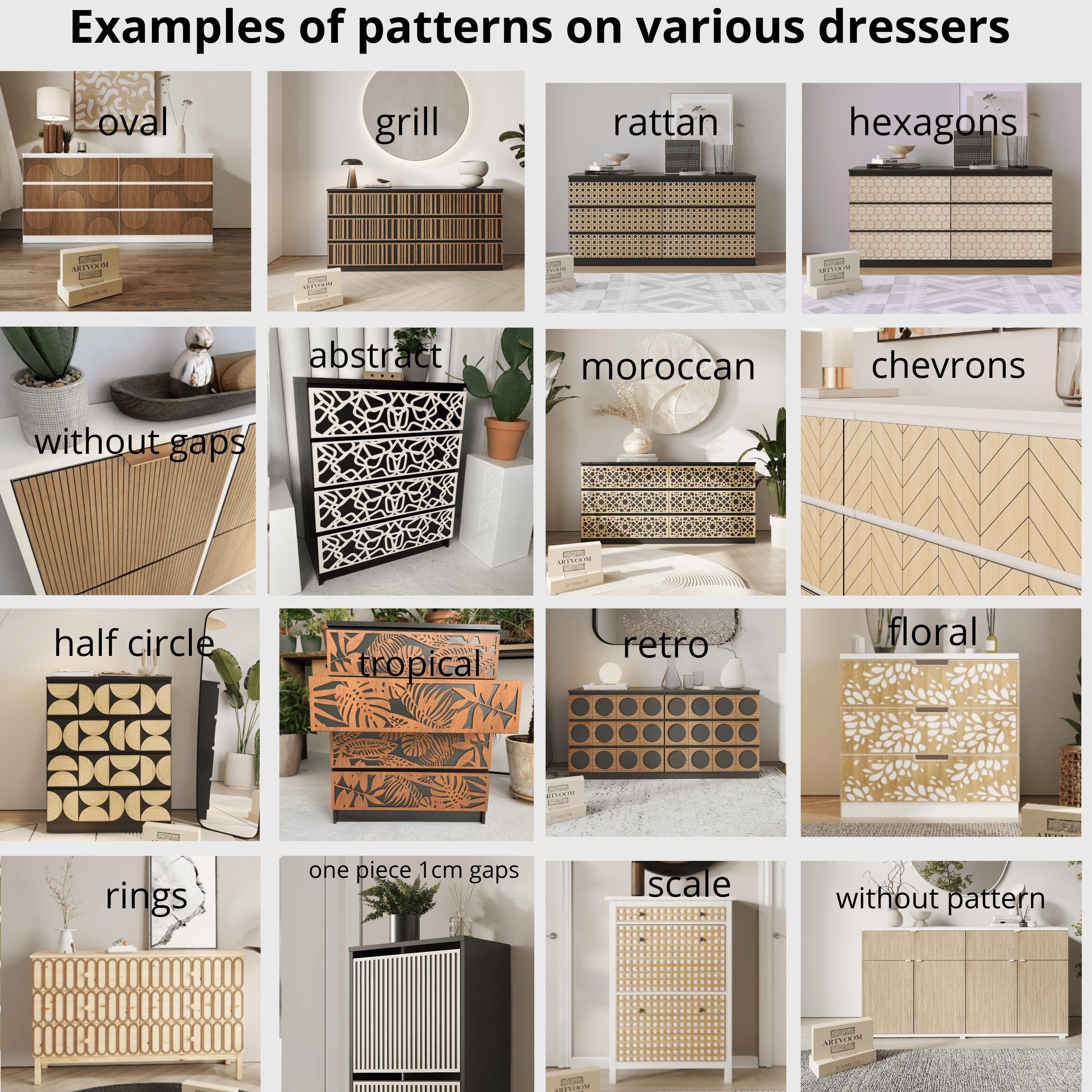 IKEA Alex Wood Overlays – Patterned Panels for Drawer Fronts panels by Artvoom – wood decor