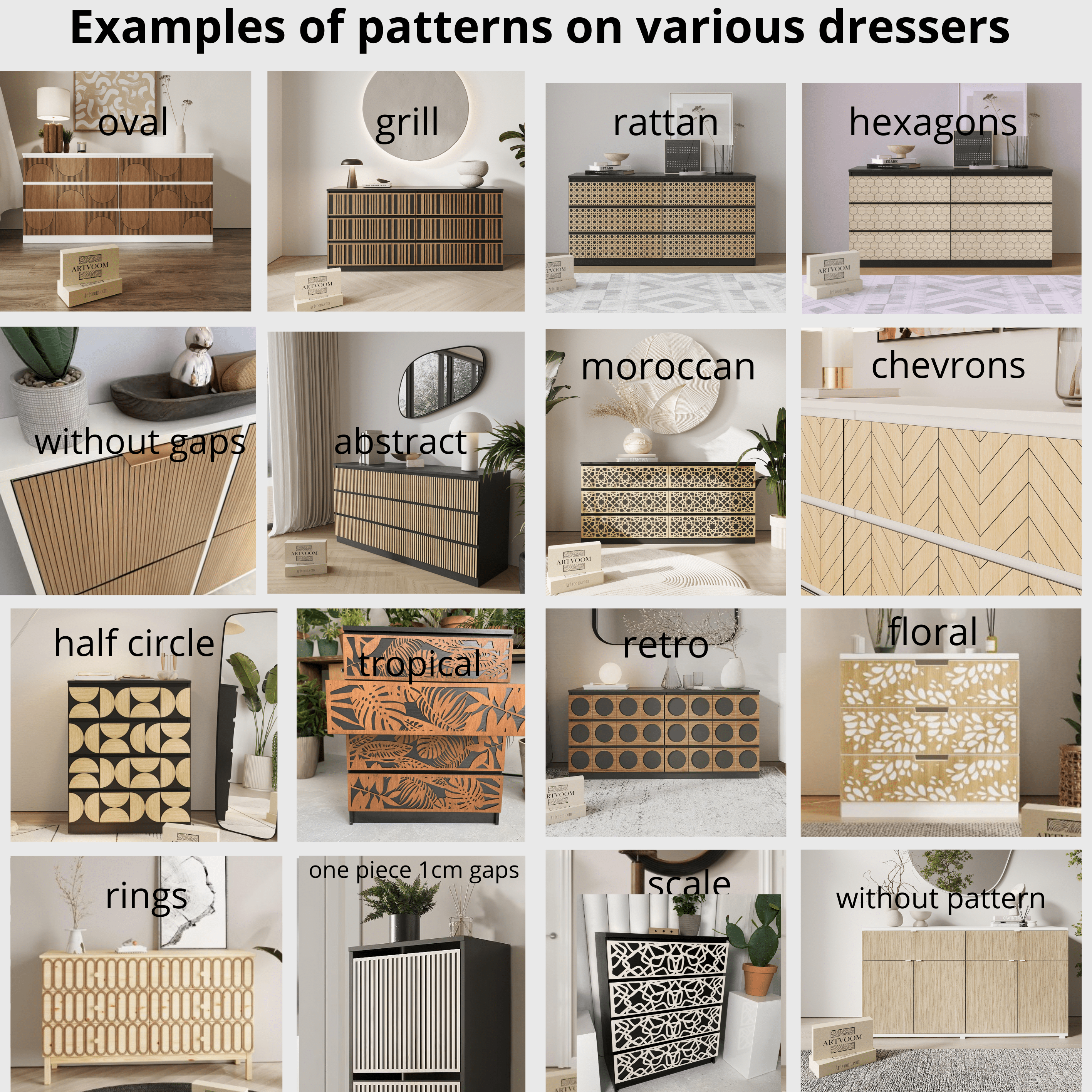 ikea mid century modern dresser hack IKEA Nordli Drawer Front Upgrade – Peel and Stick Bespoke Sculpted Decals