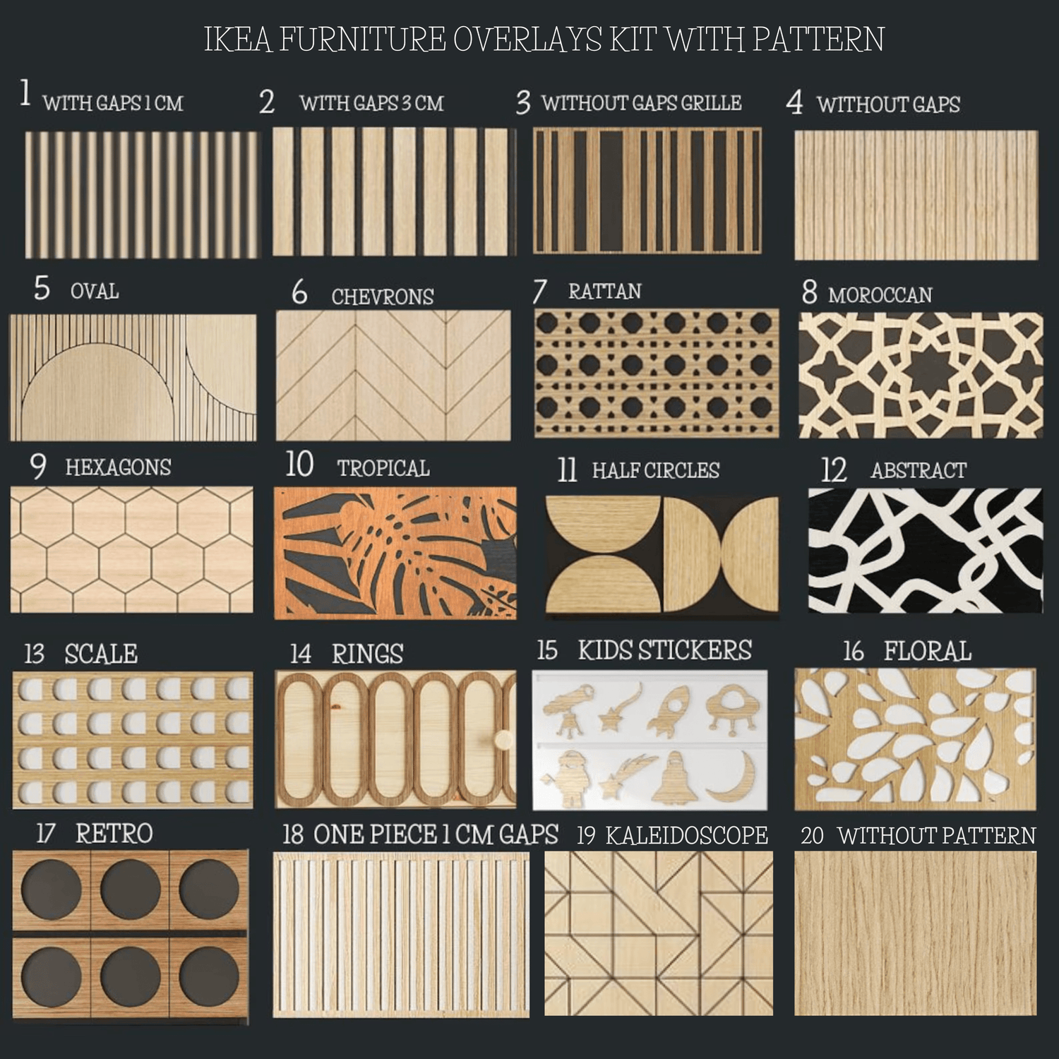 IKEA Hemnes Furniture Overlays – Natural Oak Panels for Custom Dresser Makeover panels by Artvoom – wood decor