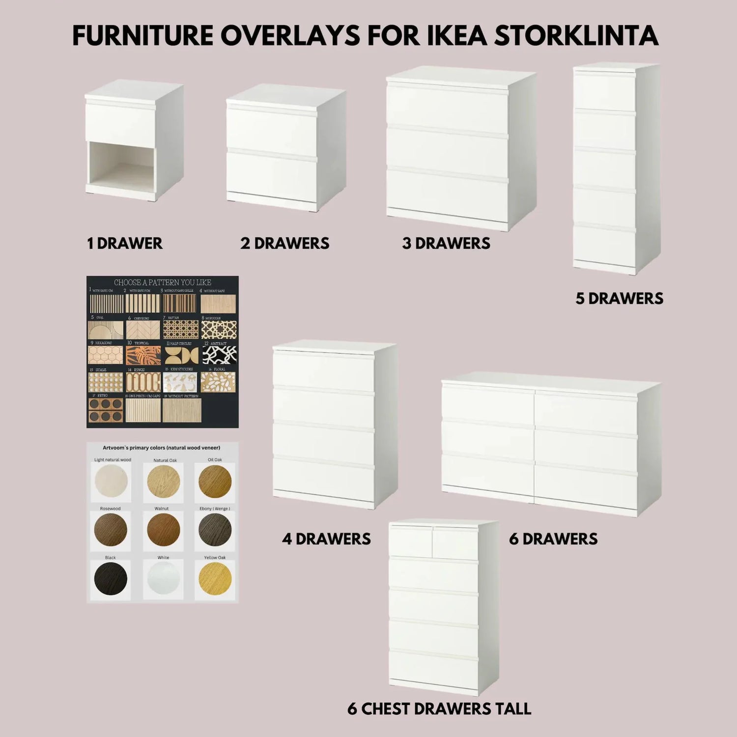 IKEA Storklinta Dresser Overlays – Patterned Wood Panels