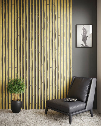Bamboo Style Wooden Wall Panels - Horizontal Accent Wall Slats