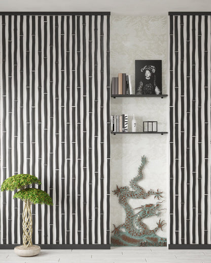 Bamboo Style Wooden Wall Panels - Horizontal Accent Wall Slats