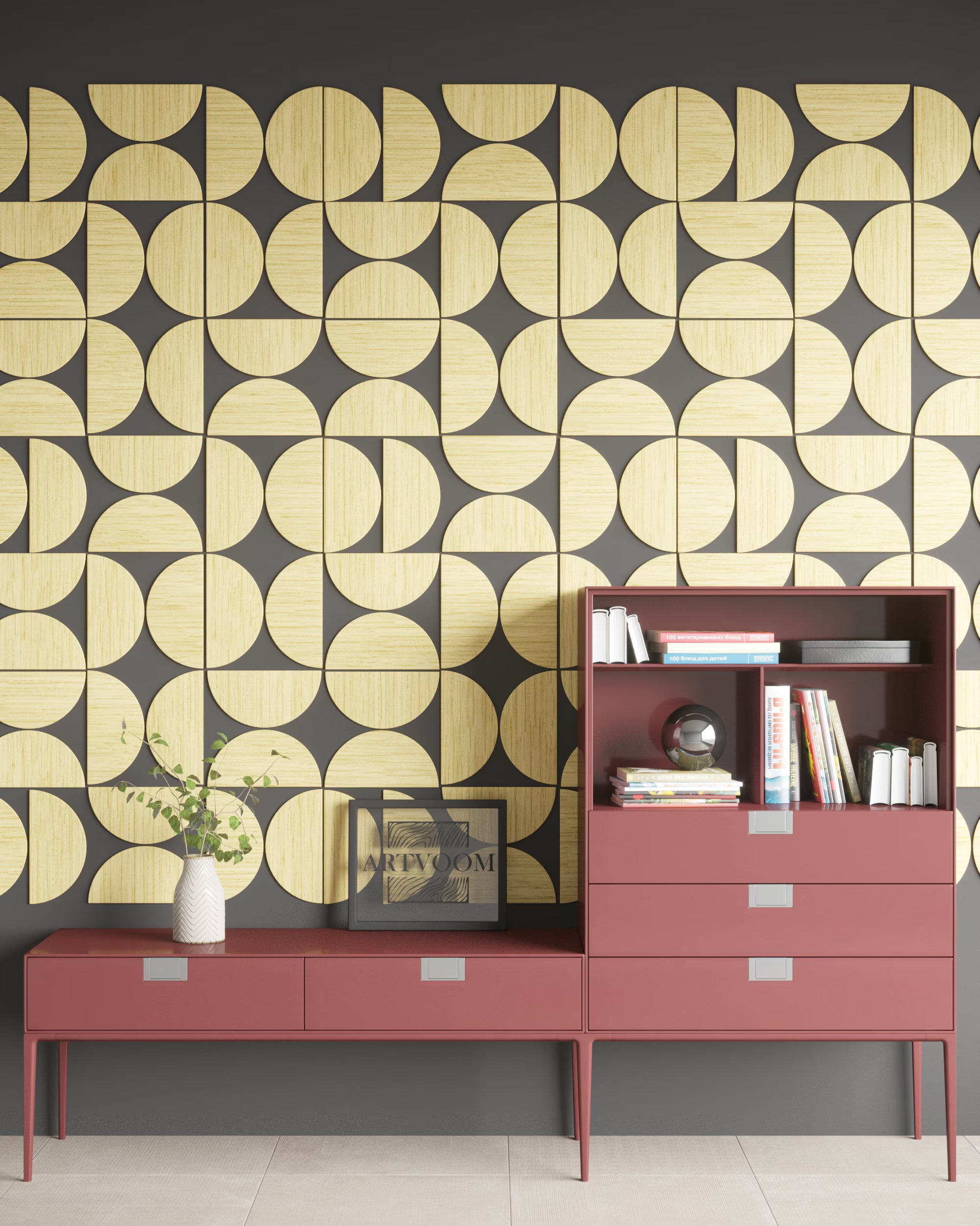 Semicircle Wooden Wall Panels | Customizable Half Сircles for Accent Wall