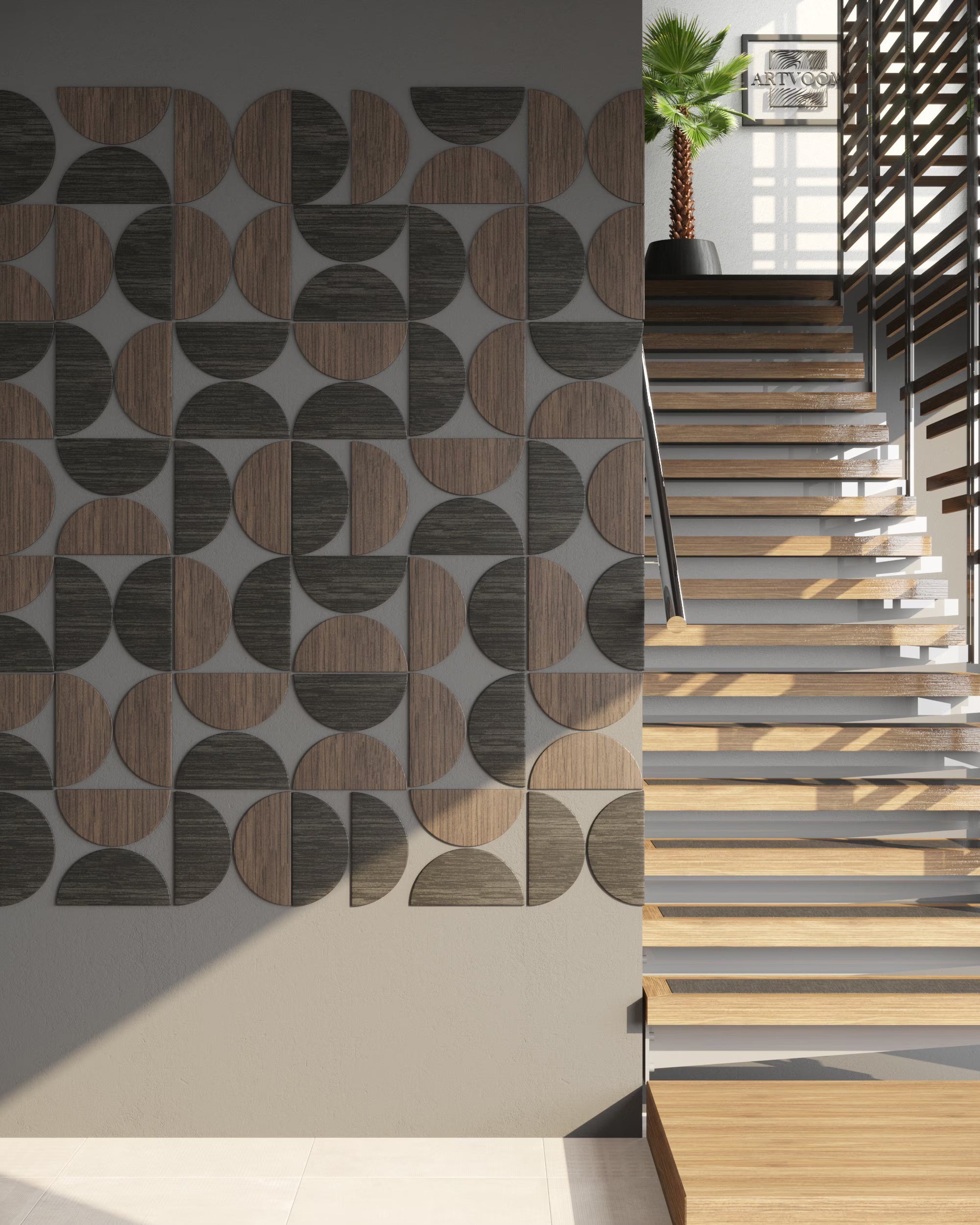 Semicircle Wooden Wall Panels | Customizable Half Сircles for Accent Wall