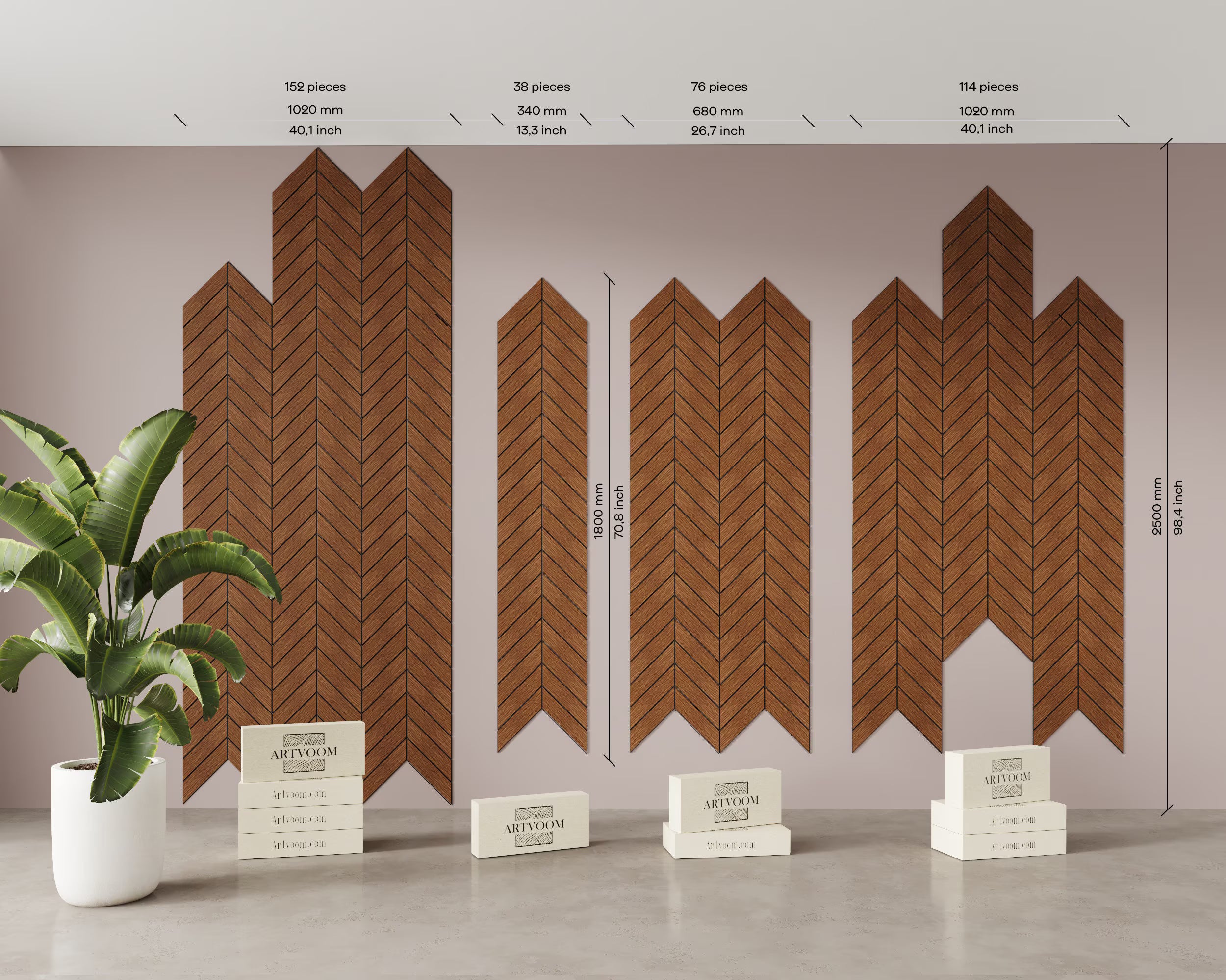 Chevron Wooden Wall Panels | Customizable Herringbone panels for Accent Wall