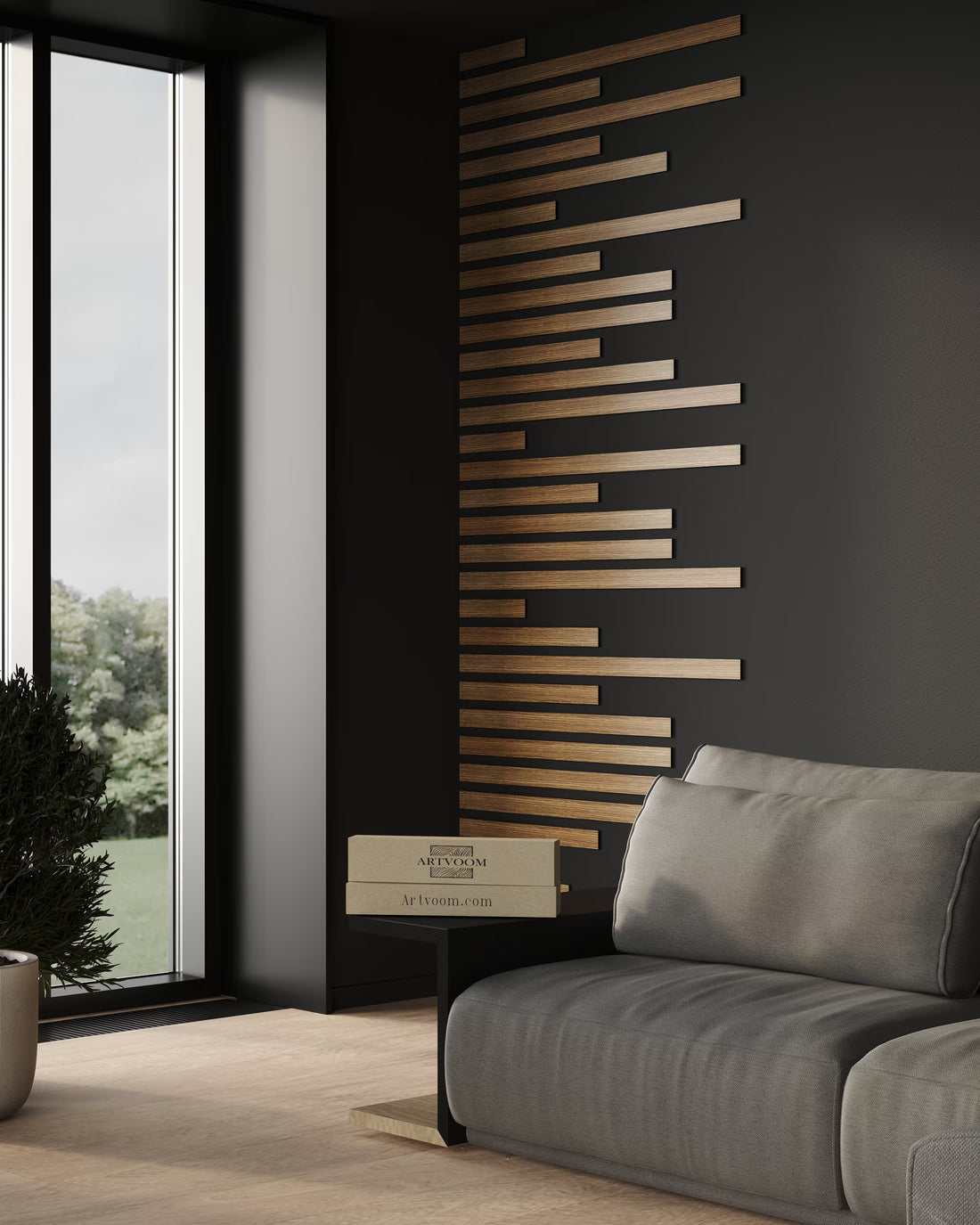 Set of wooden slats wall panels - Mixed Size Slat Panels for Unique Rooms