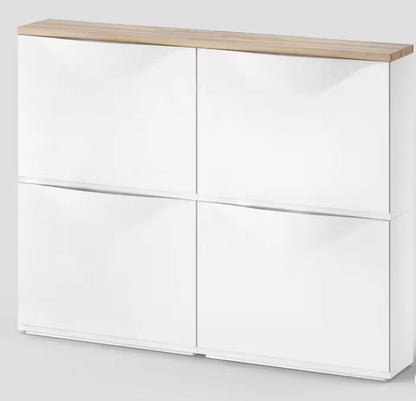 Overlay wooden panels for decorating ikea trones shoe cabinet