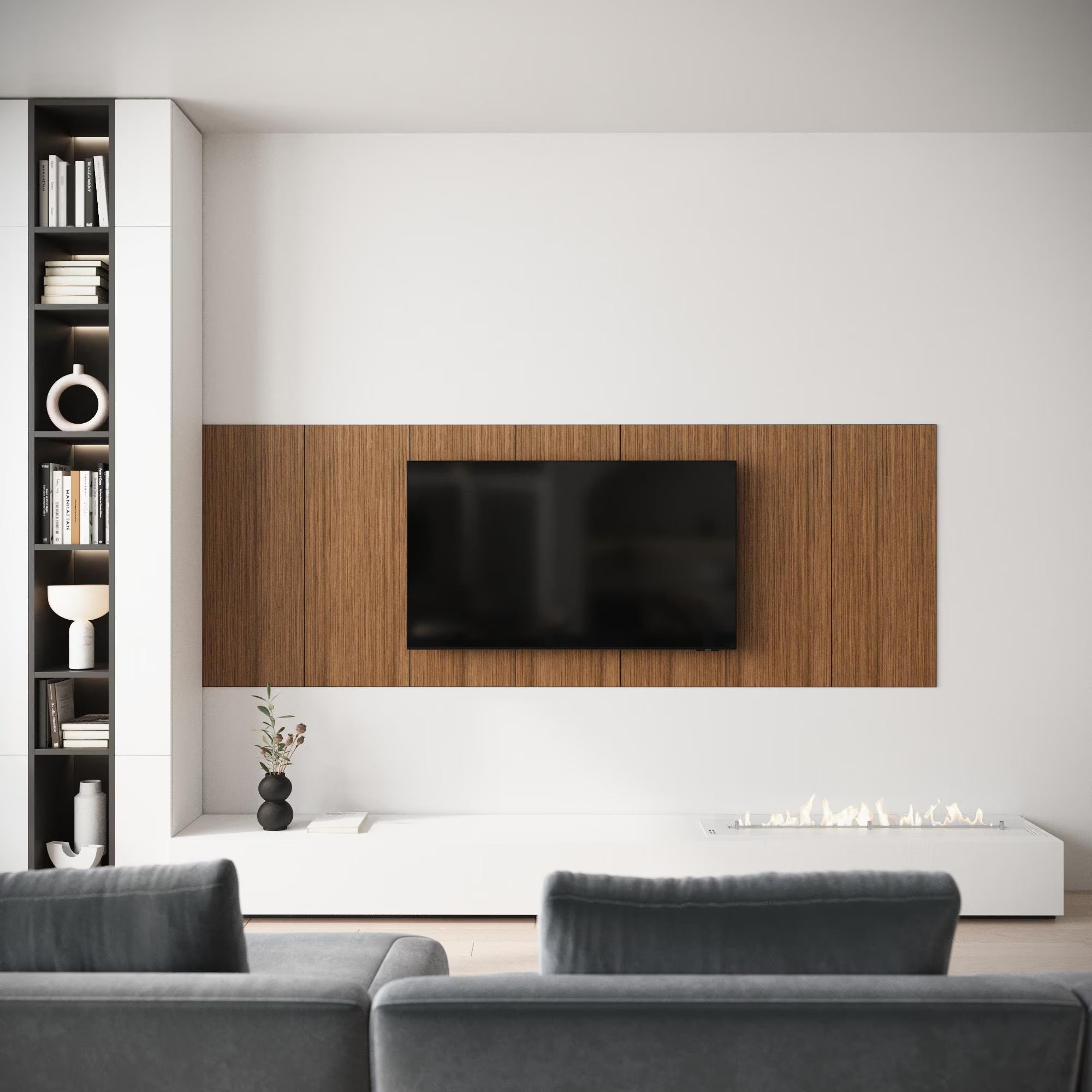 Media Wall Panels - Minimalist Wood Wall Panels for TV Backdrop
