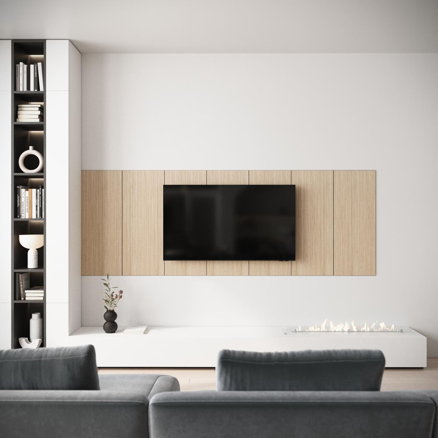 Media Wall Panels - Minimalist Wood Wall Panels for TV Backdrop