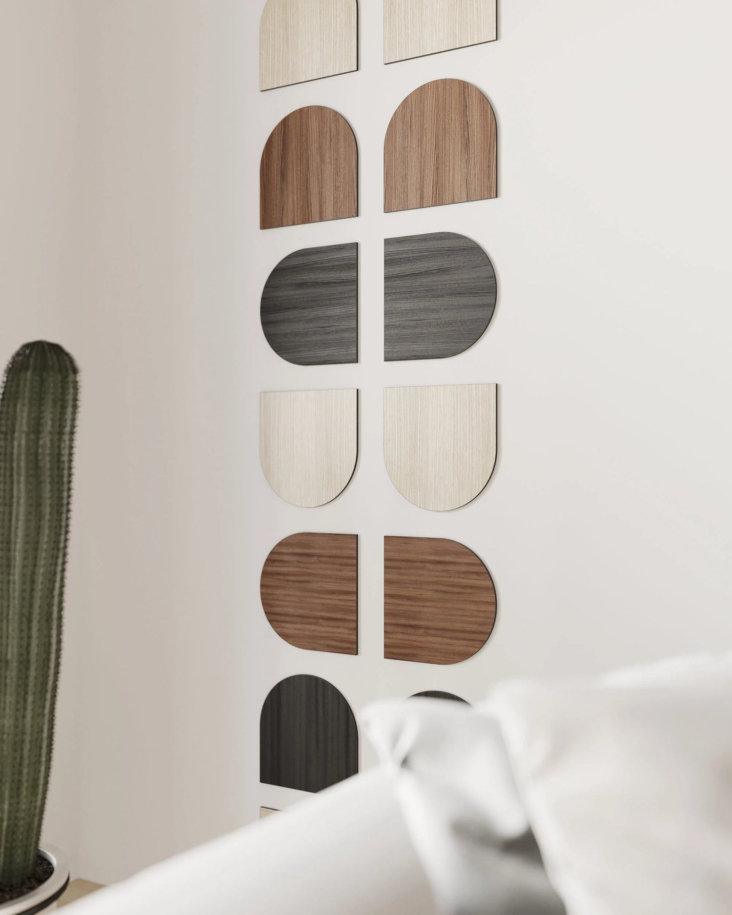 Large Semicircle Wooden Wall Panels - Half Circle Oak Veneer Panels panels by Artvoom – wood decor