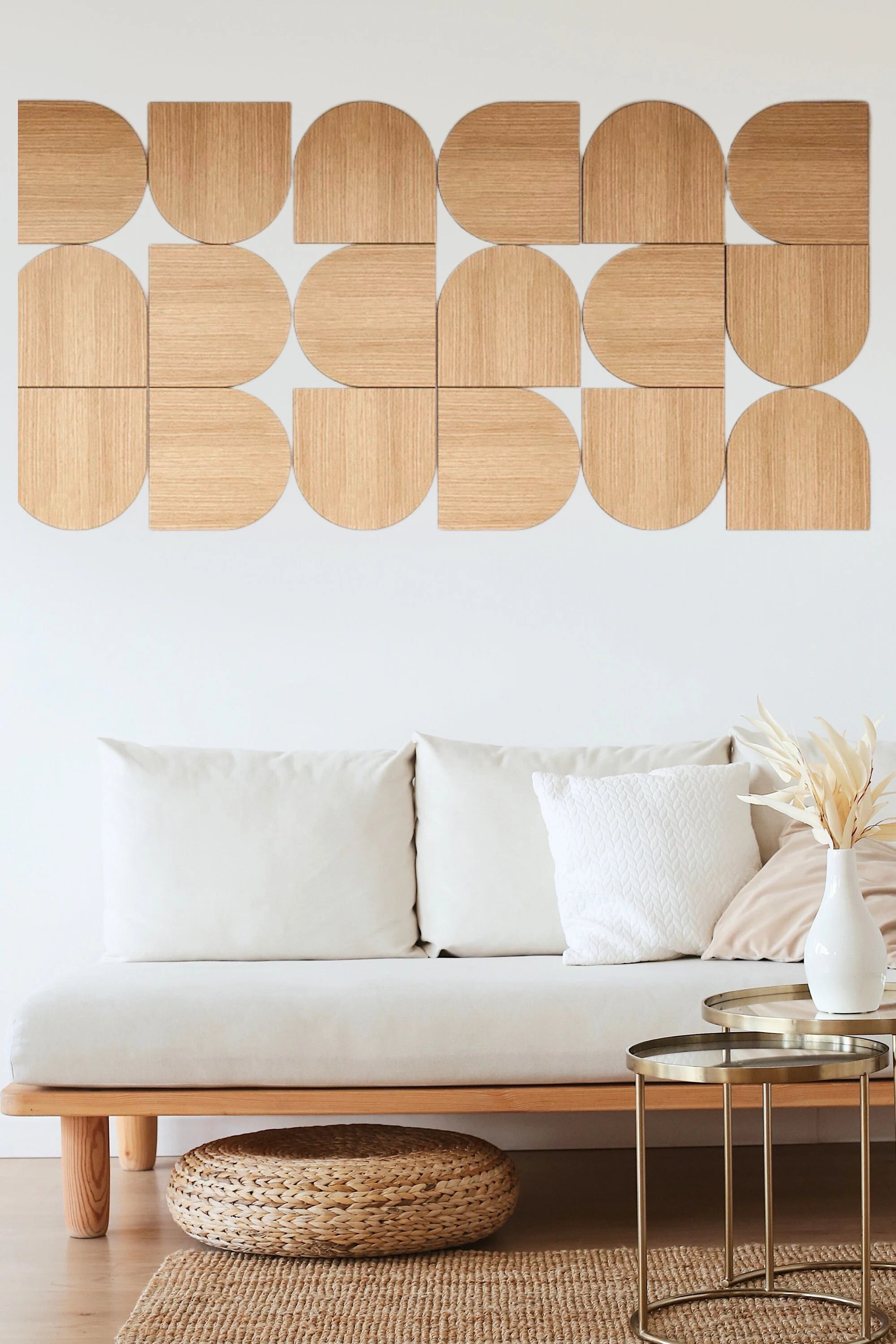 Large Semicircle Wooden Wall Panels - Half Circle Oak Veneer Panels panels by Artvoom – wood decor
