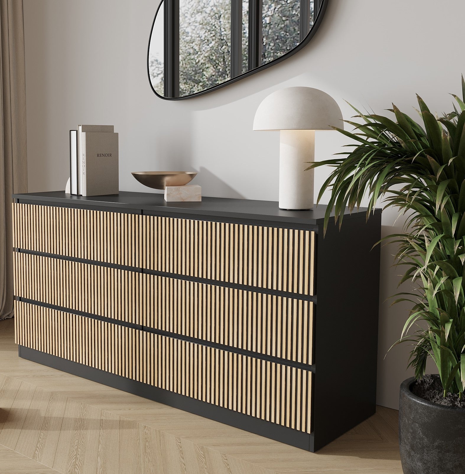 IKEA Malm Fluted Wood Overlays – 1 cm Slats with gaps - Panels for Custom Dresser Upgrade