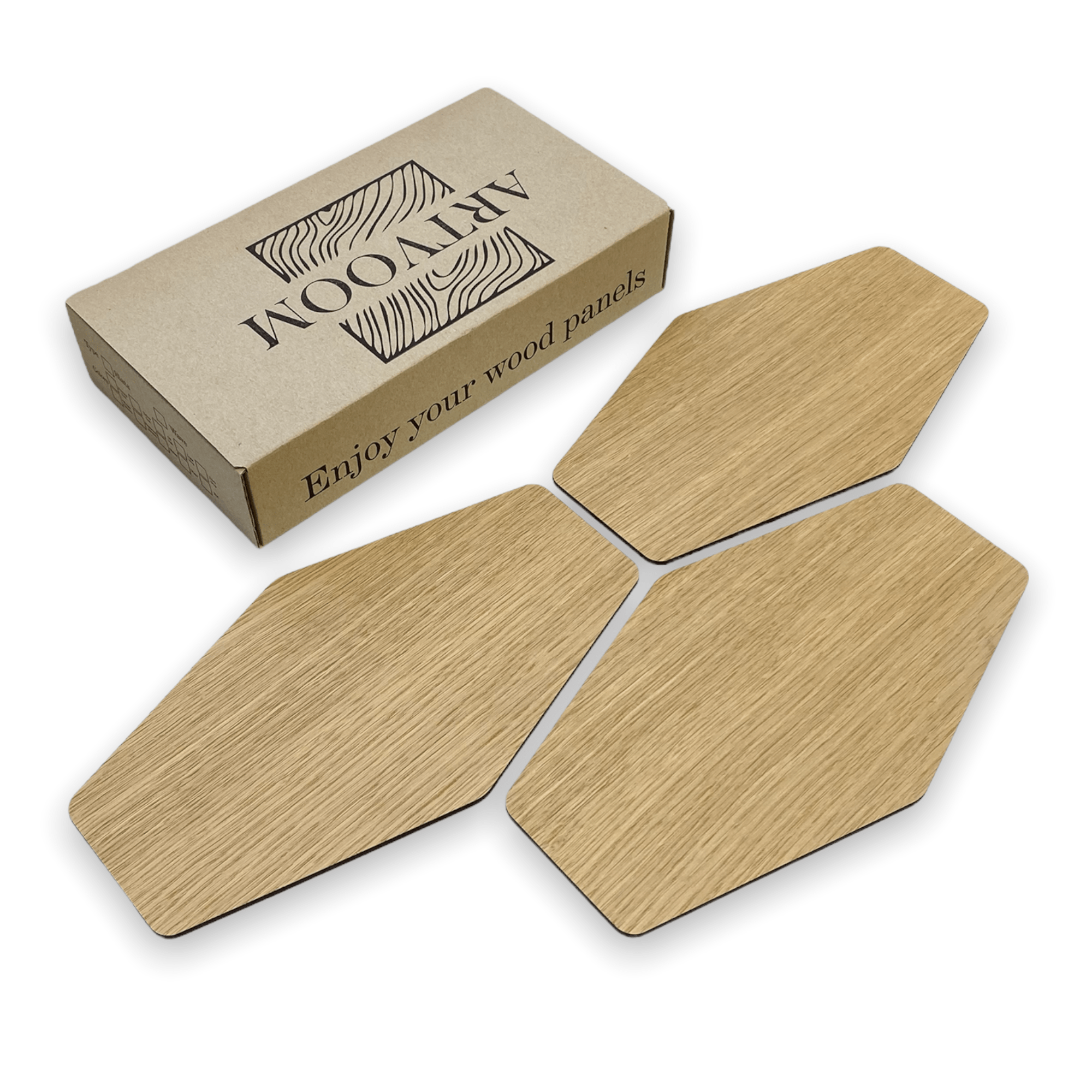 Long hexagons Natural Oak, Wooden Wall Panels, 15 pcs in box. Artvoom Wall Decor panels by Artvoom – wood decor