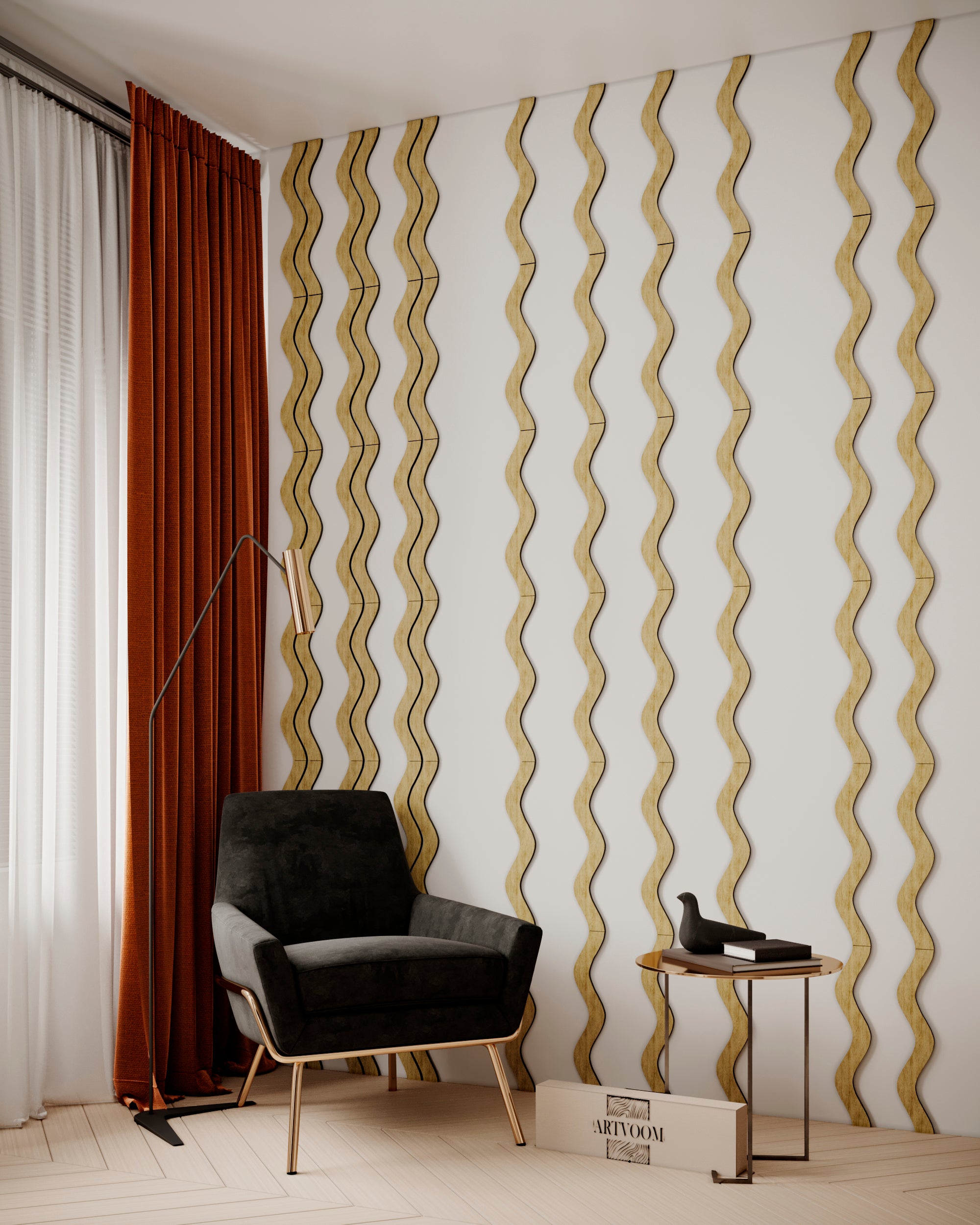 Oil Oak Wooden Wave, 12 pcs in box. Artvoom Wall Decor panels by Artvoom – wood decor