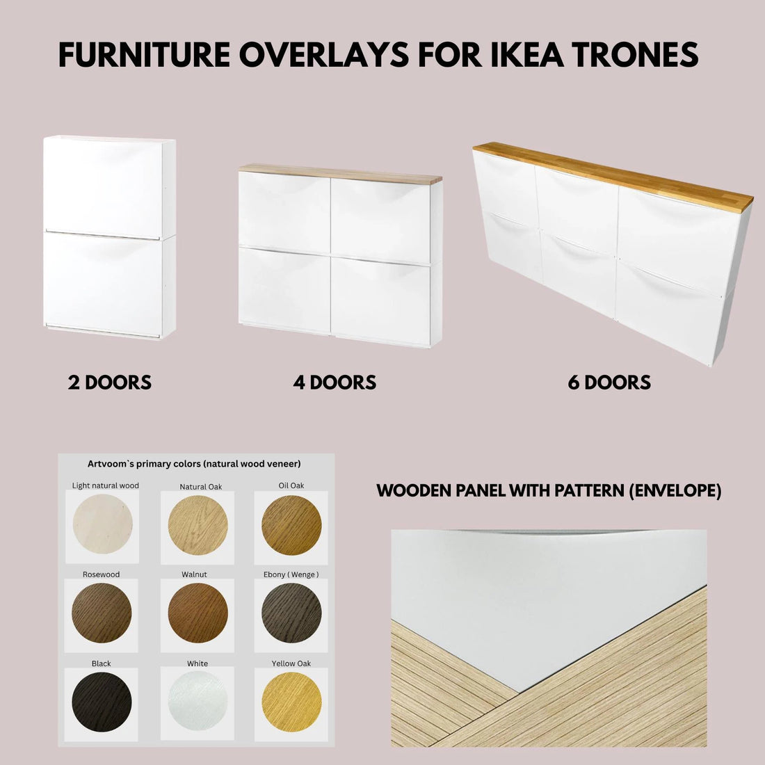 Overlay wooden panels for decorating ikea trones shoe cabinet panels by Artvoom – wood decor