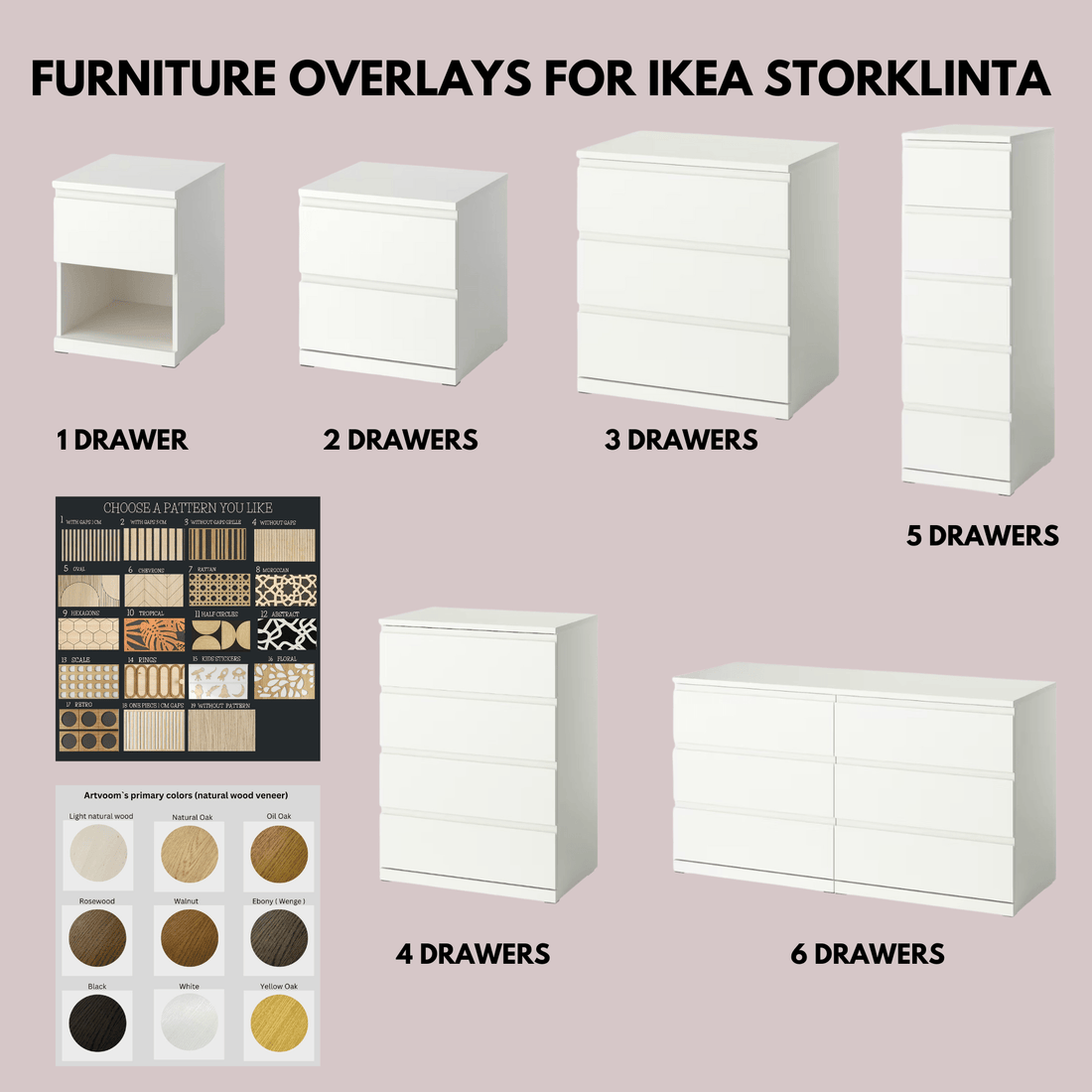 Overlay wooden slats panels for decorating ikea storklinta dresser panels by Artvoom – wood decor