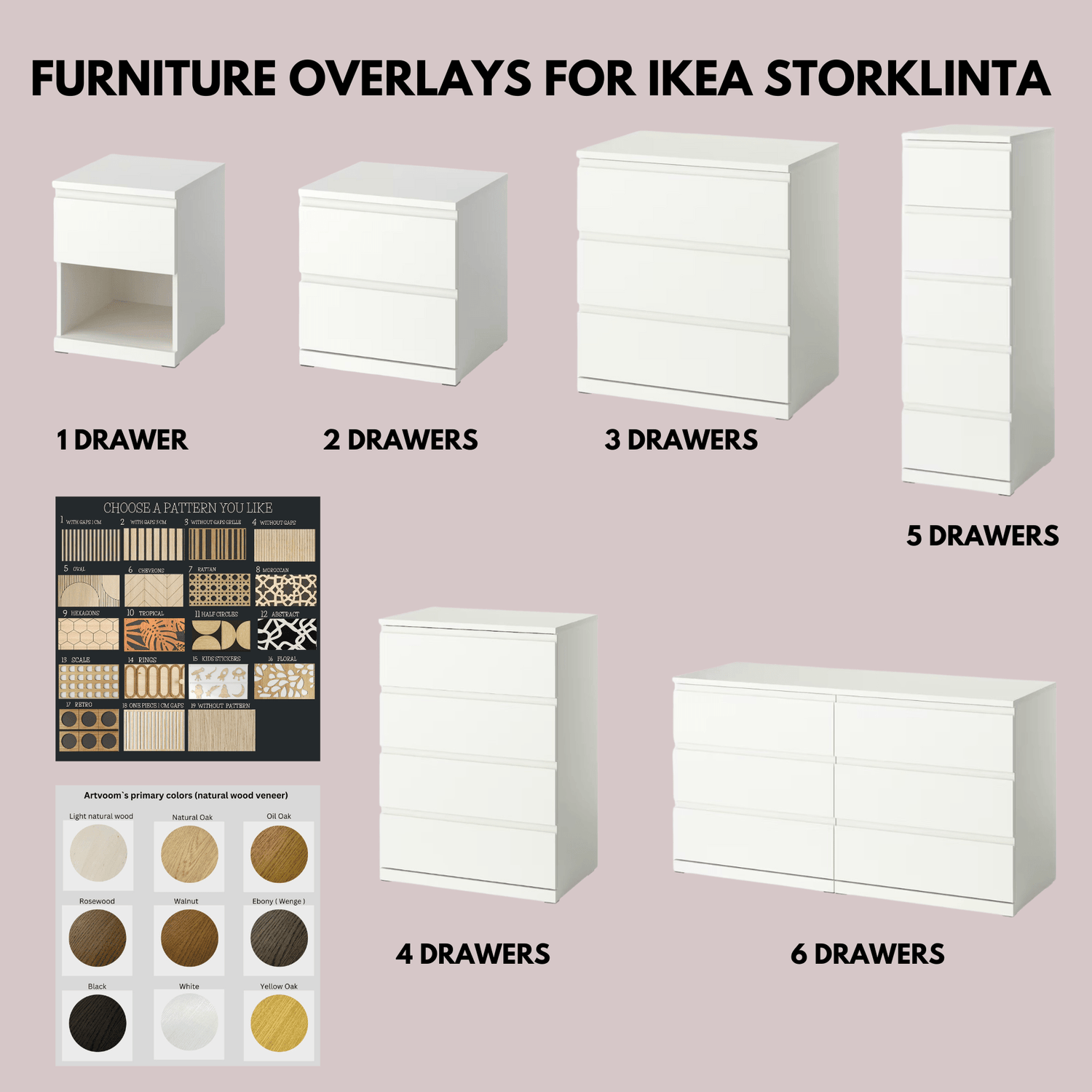 Overlay wooden slats panels for decorating ikea storklinta dresser panels by Artvoom – wood decor