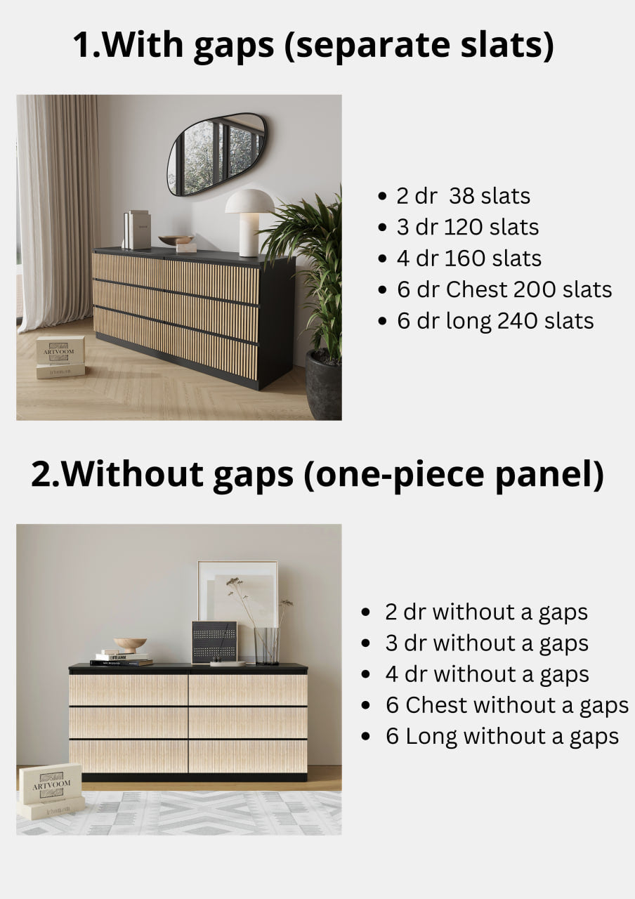 Overlay wooden panels for decorating ikea malm dresser (slats pattern without a gaps) - Artvoom